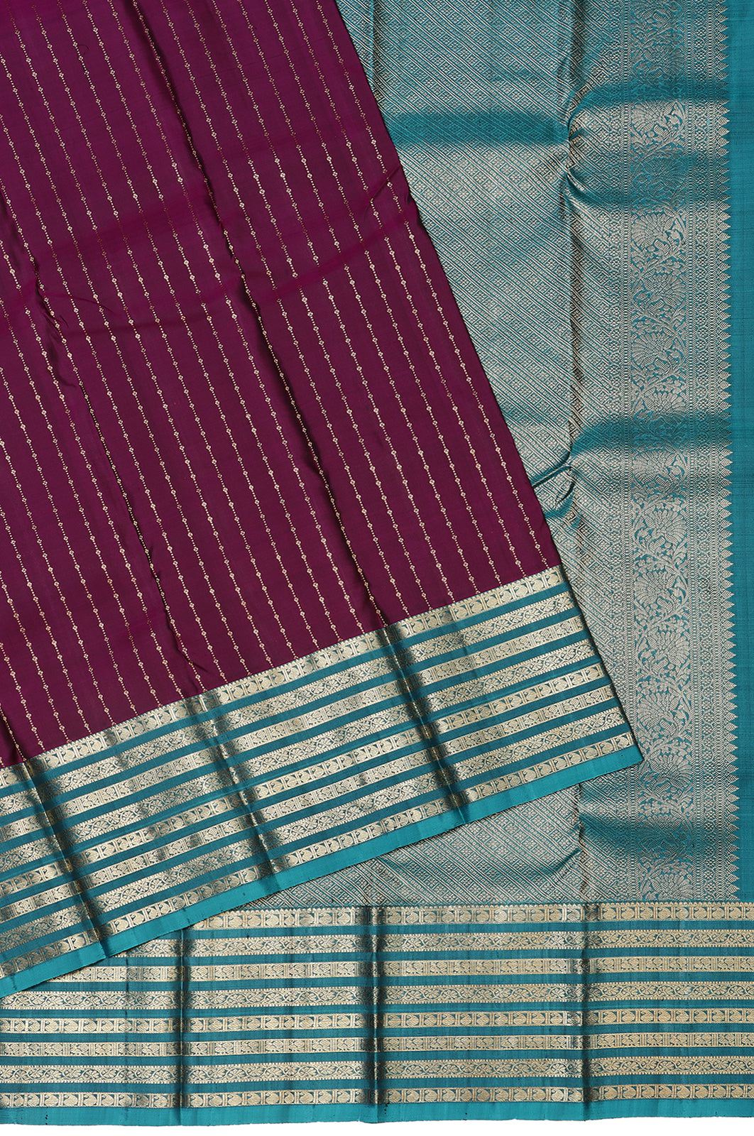 Taranga Kanchi Silk Vertical Lines Purple Saree