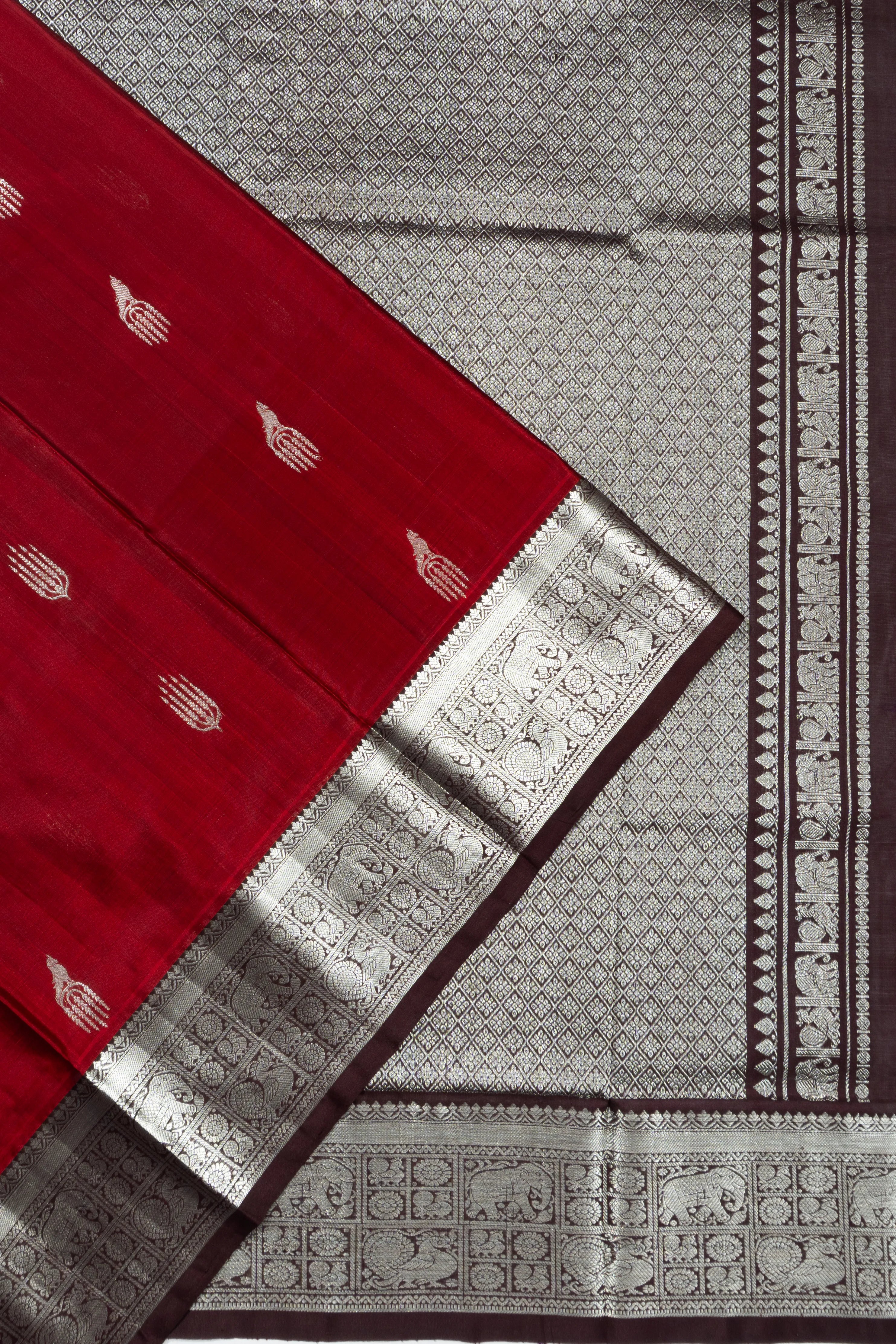 Venkatagiri Silk Butta Maroon Saree