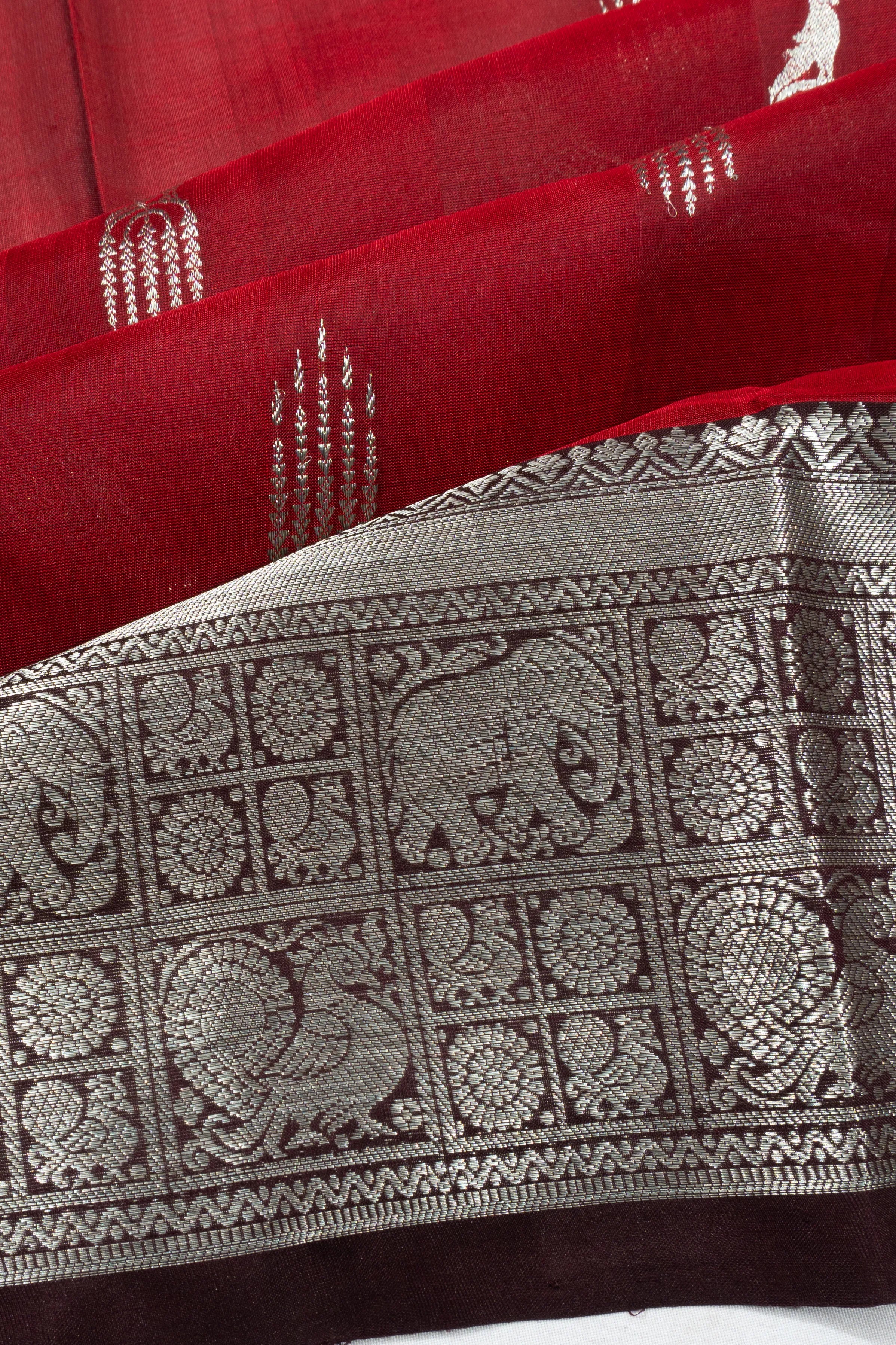 Venkatagiri Silk Butta Maroon Saree