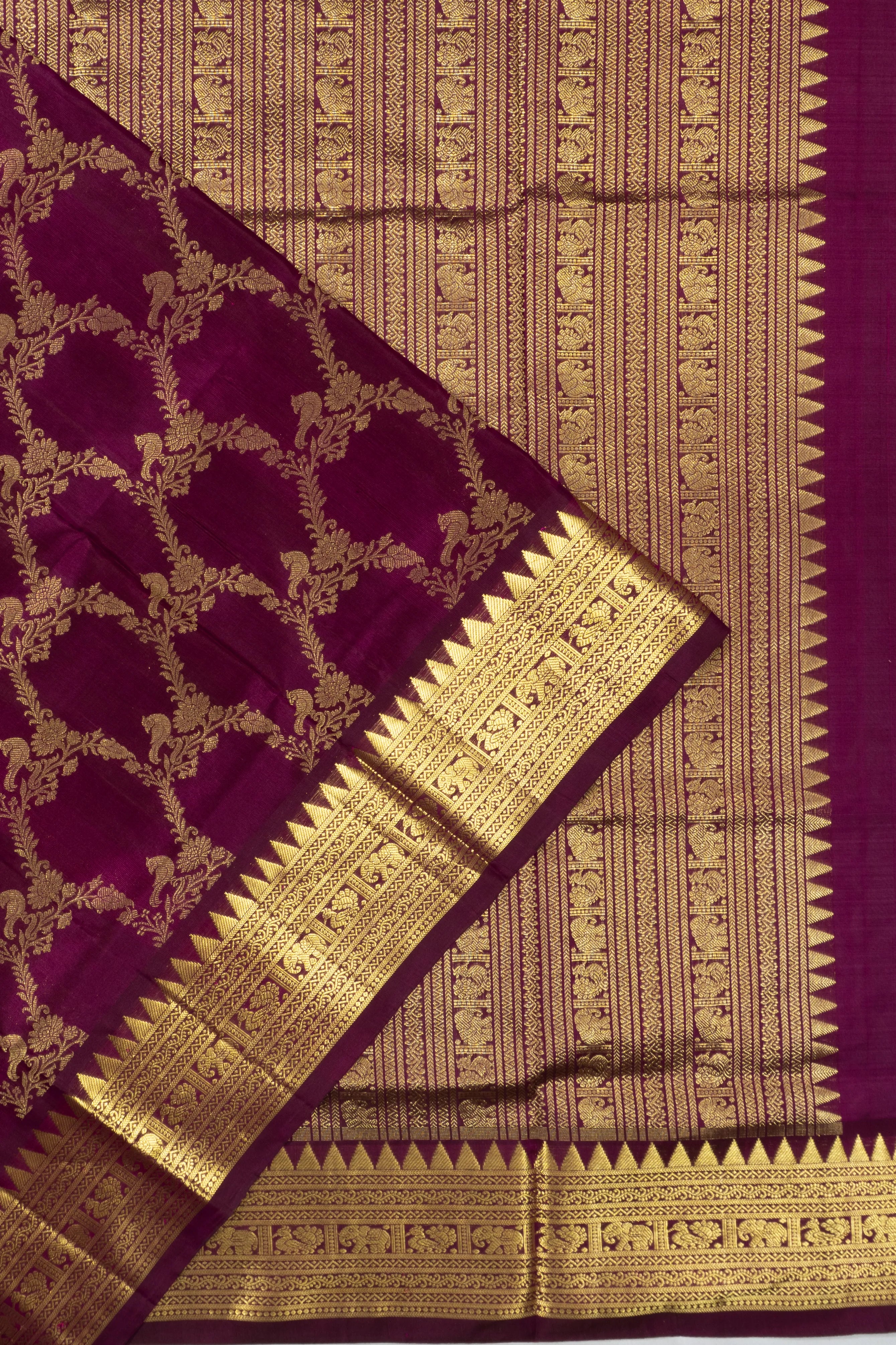 Venkatagiri Silk Jaal Purple Saree