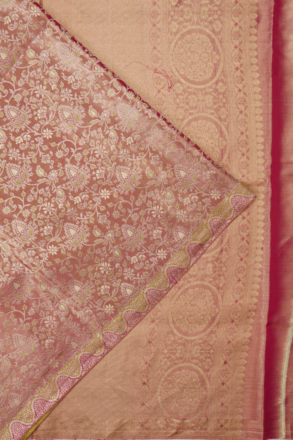 Kanchipuram Silk Tissue Increasing Half And Half Butta Green Saree