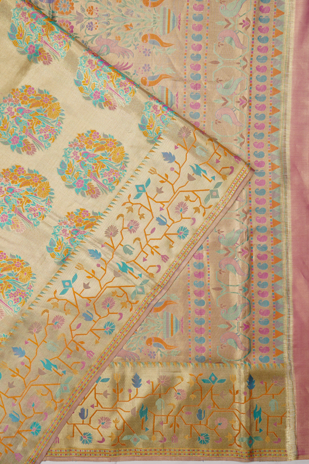 Taranga Kanchi Silk Tissue Brocade Gold Saree