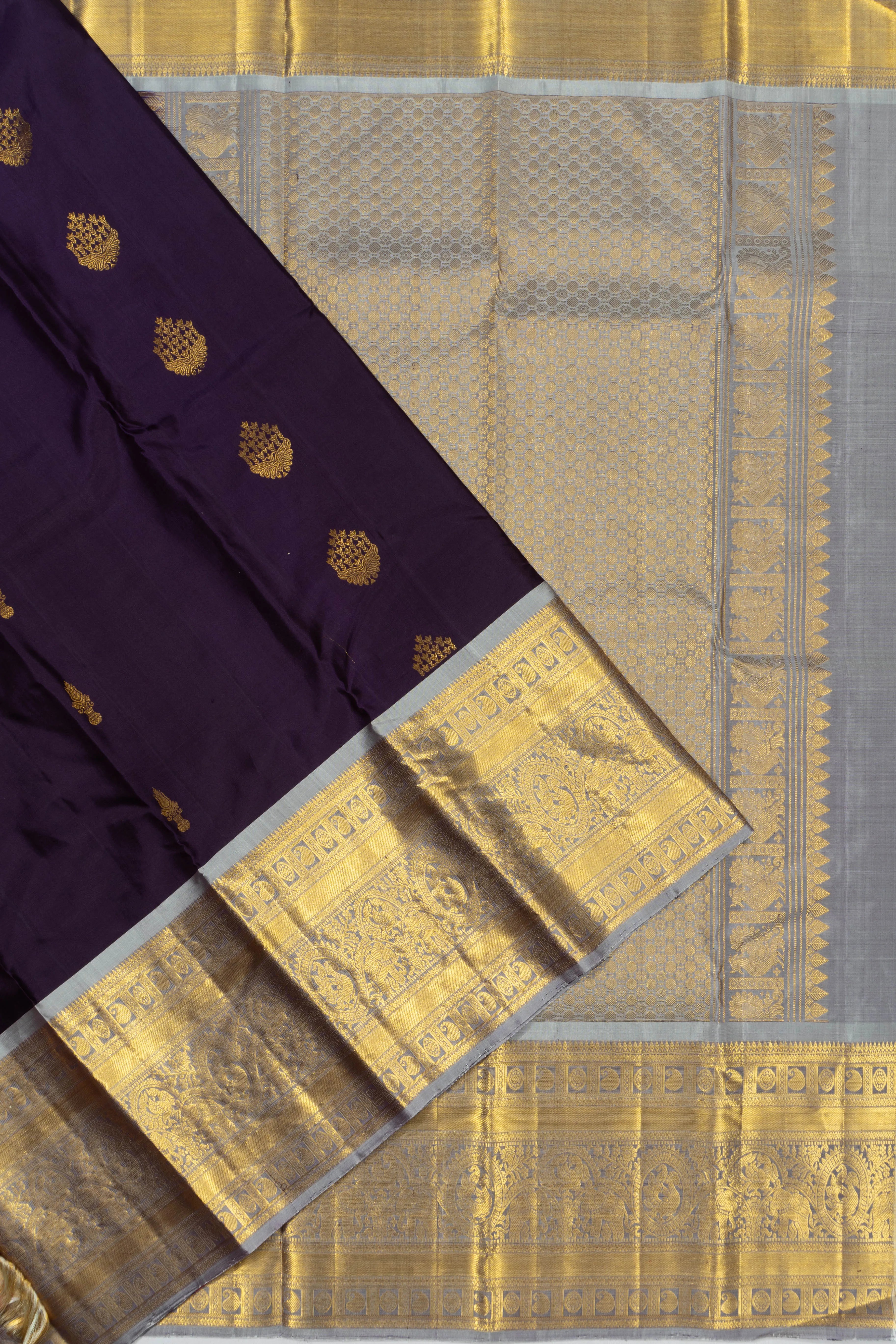 Taranga Kanchi Silk Butta Violet Saree
