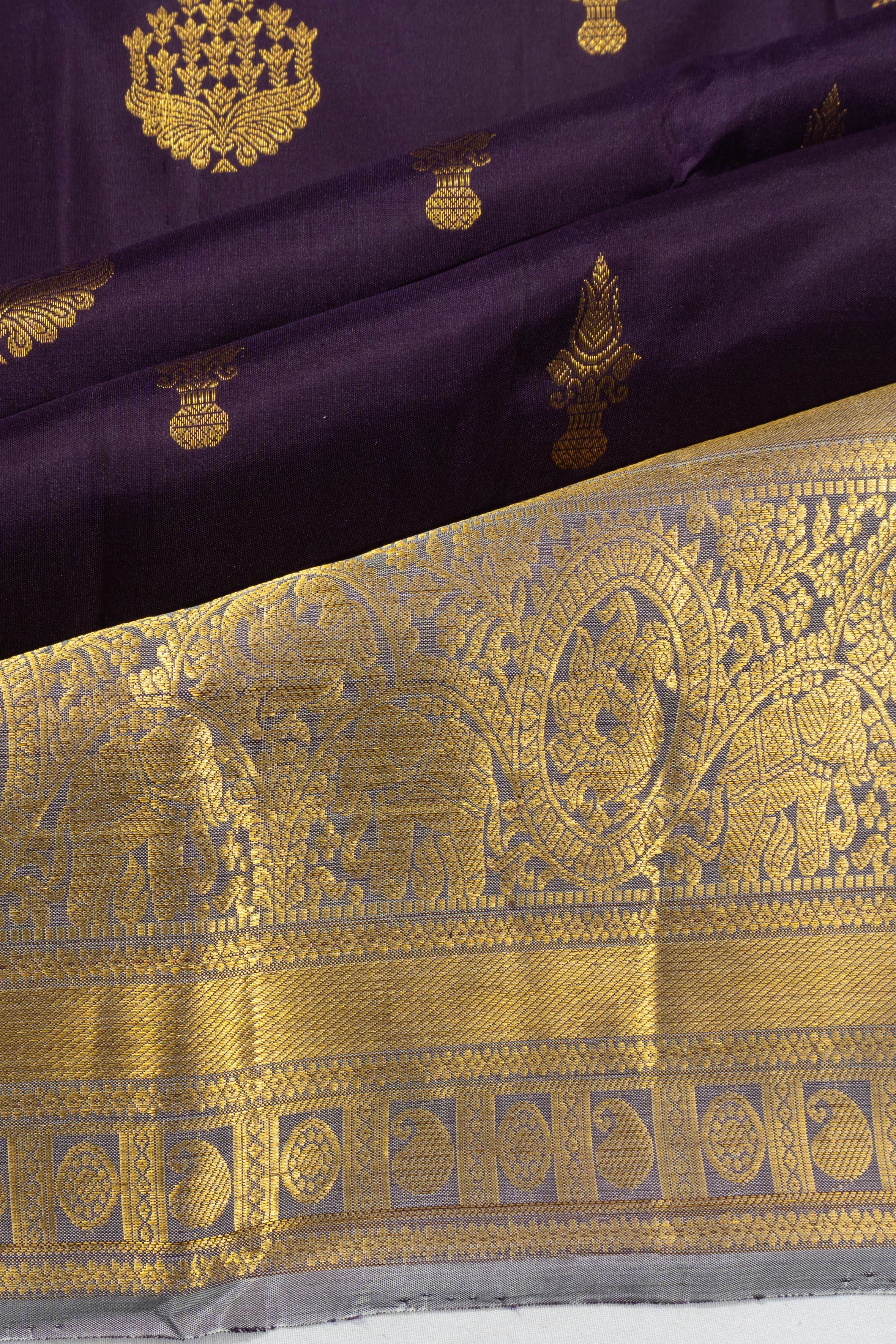 Taranga Kanchi Silk Butta Violet Saree