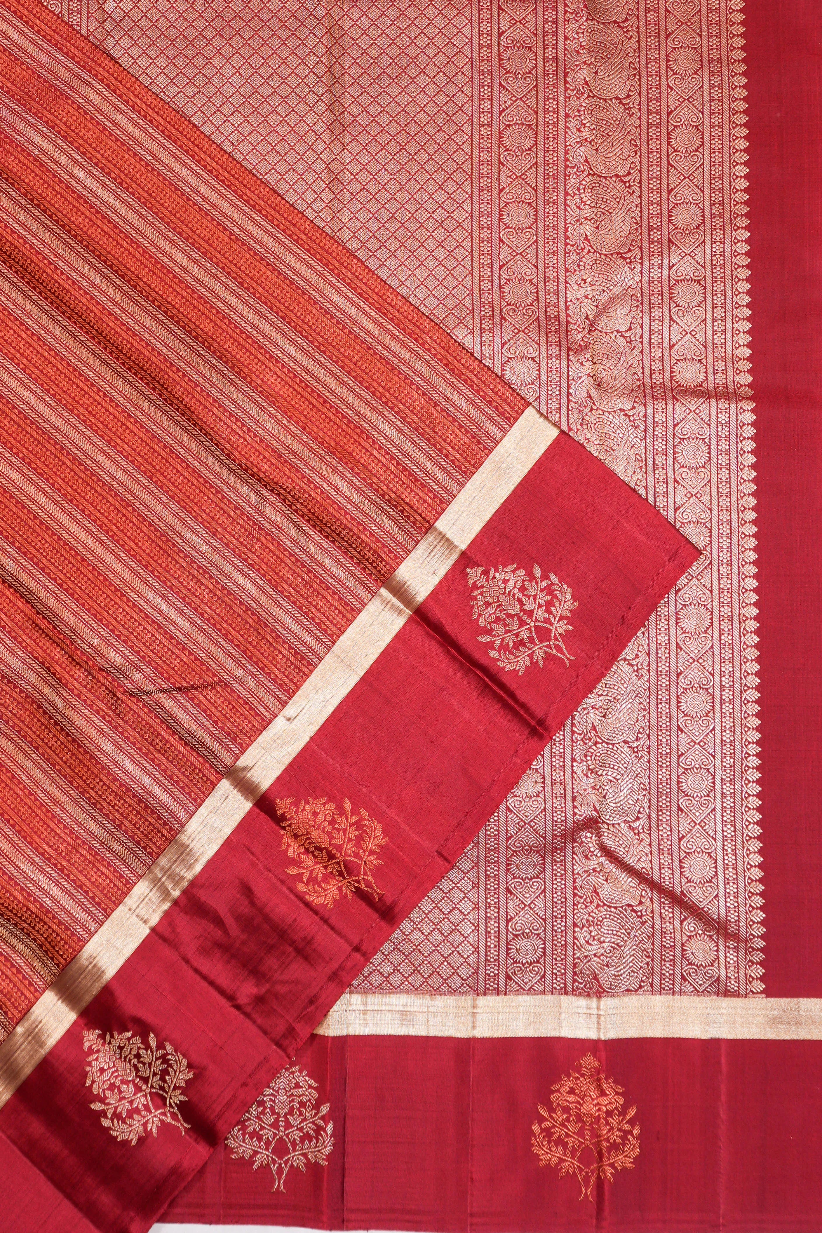 Kanchipuram Silk Brocade Red Saree