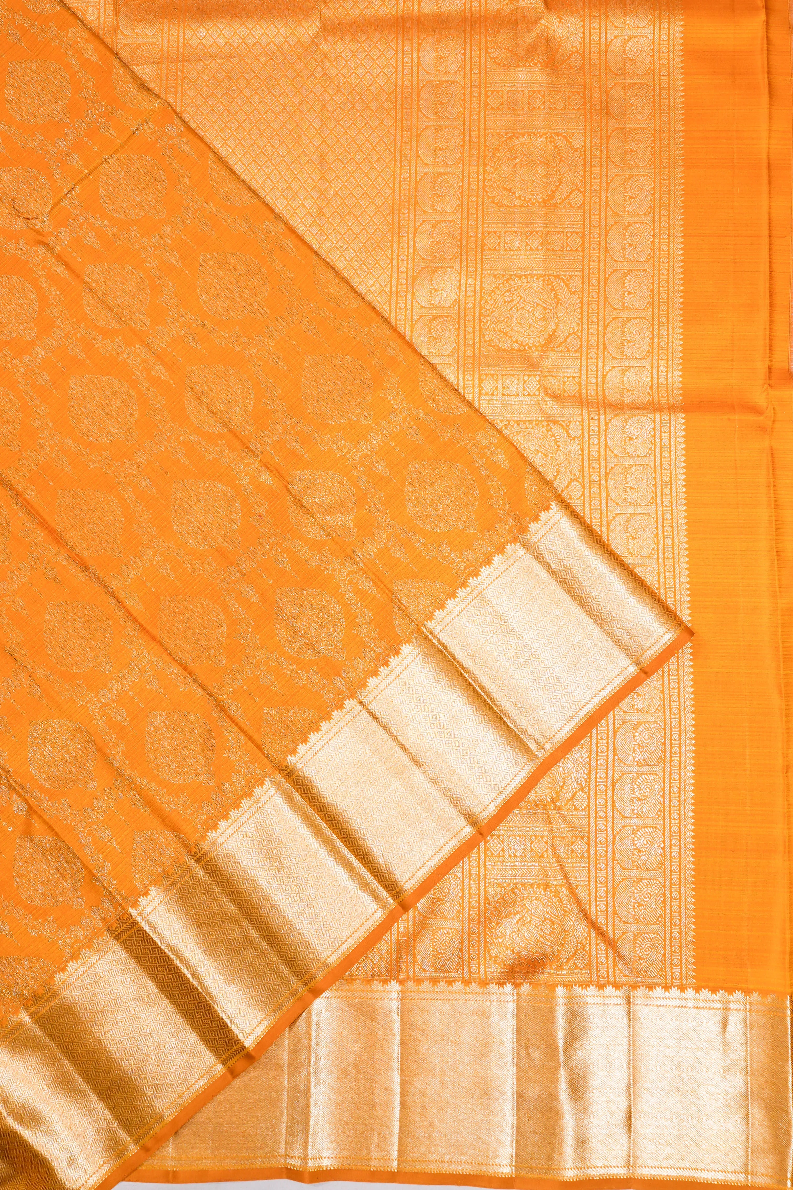 Kanchipuram Silk Brocade Yellow Saree