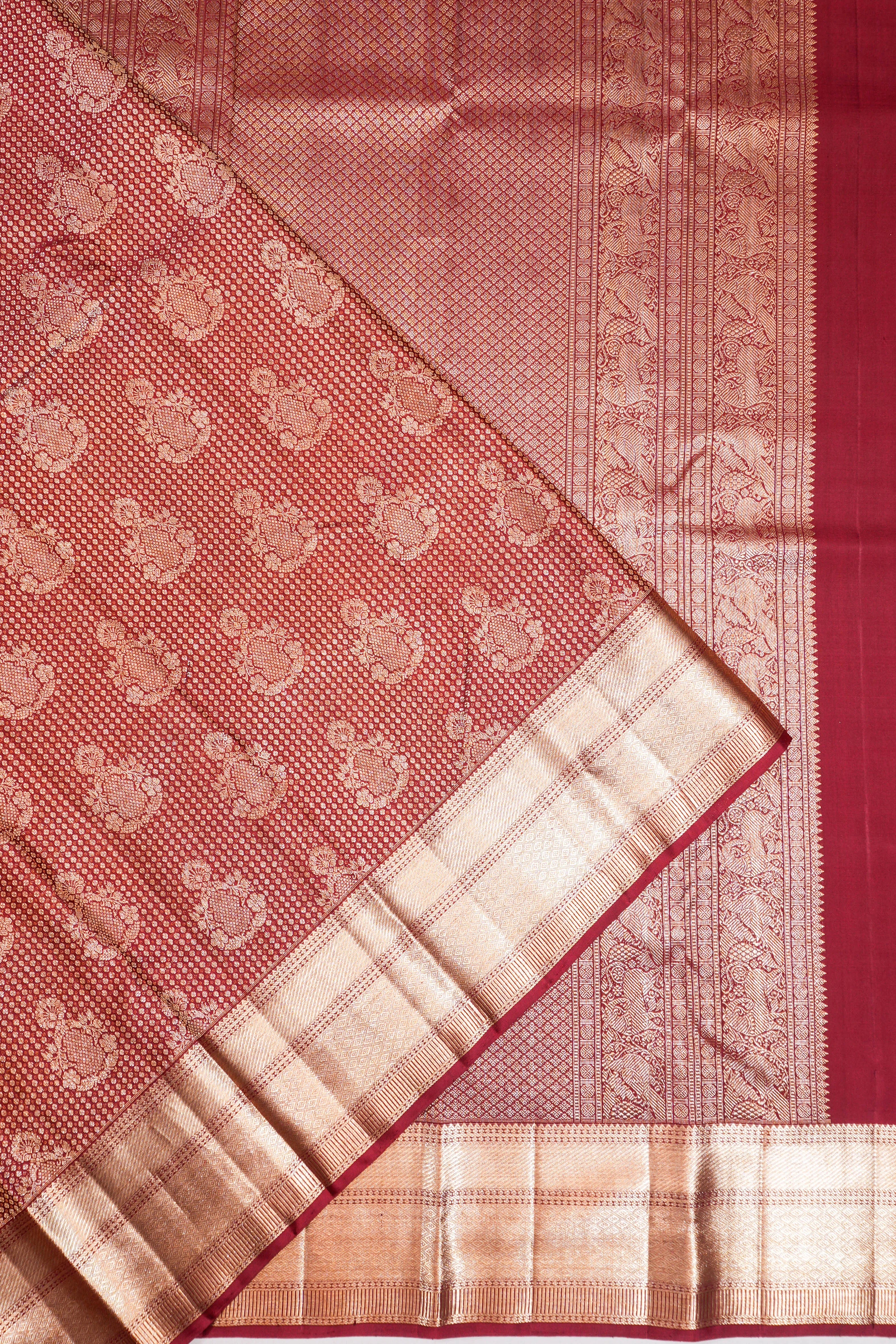 Kanchipuram Silk Brocade Maroon Saree