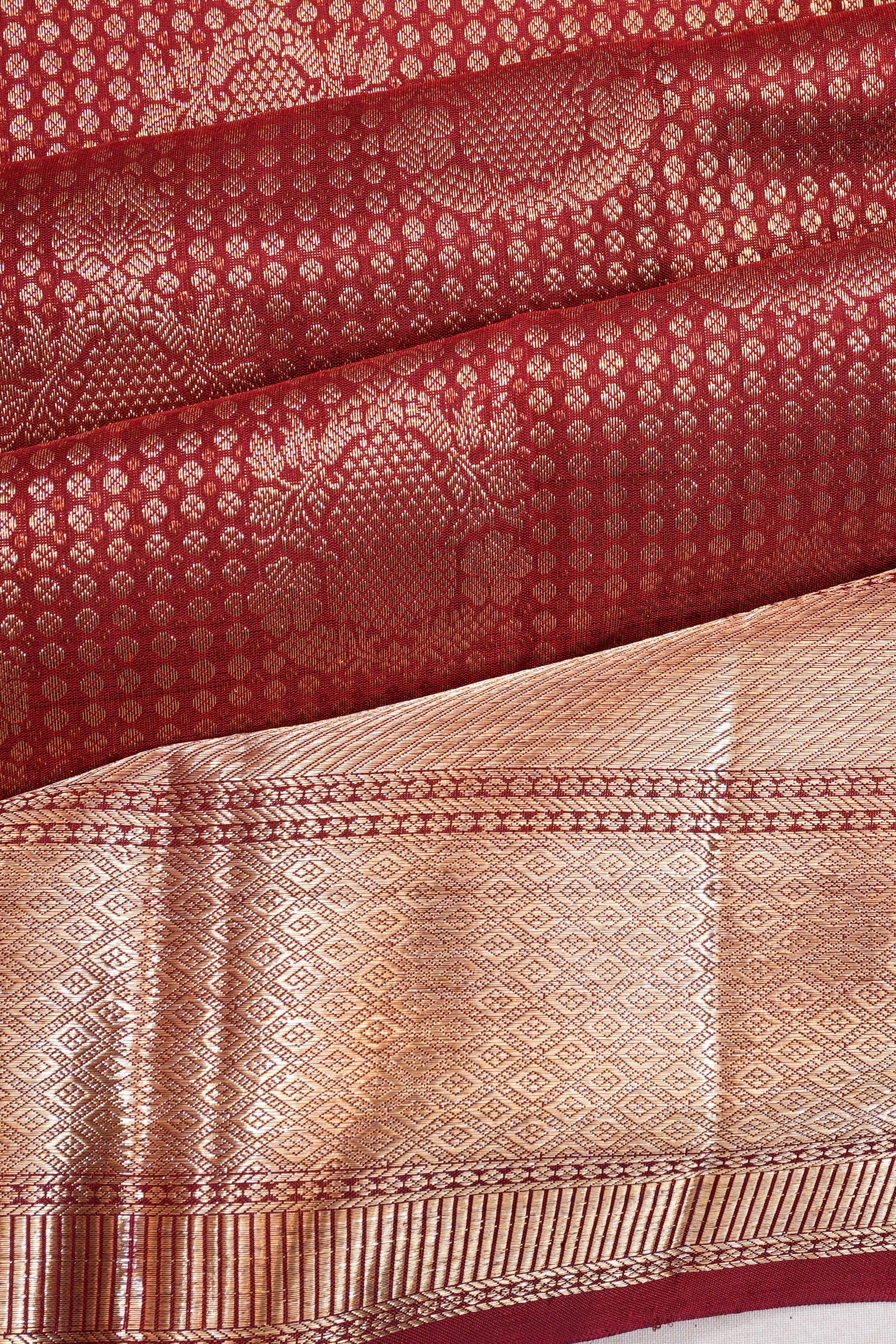 Kanchipuram Silk Brocade Maroon Saree