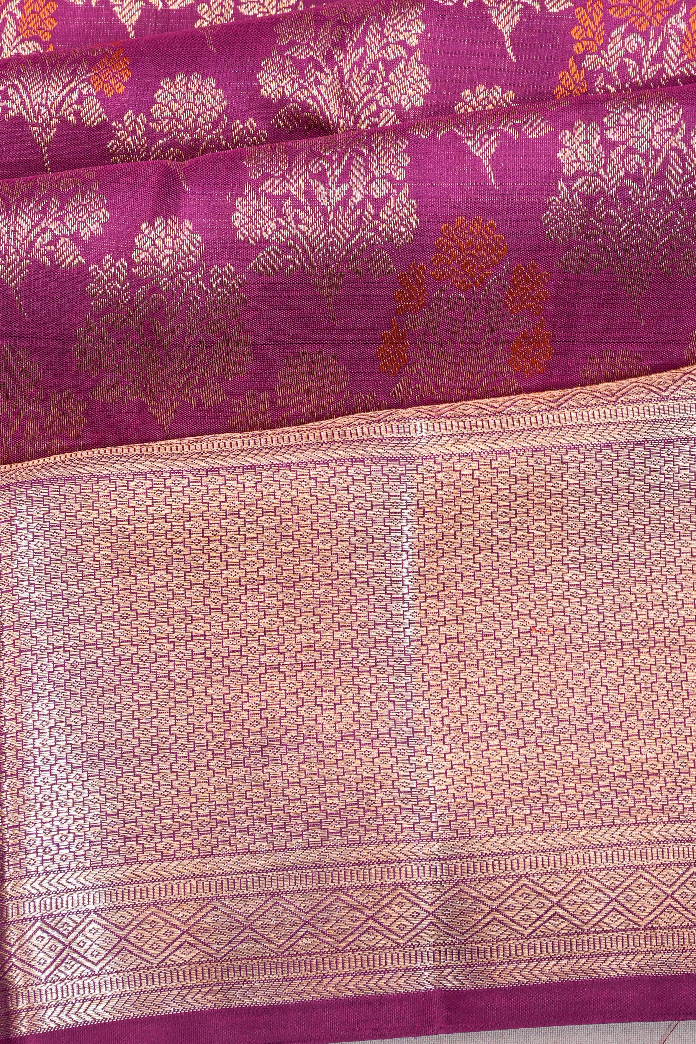 Kanchipuram Silk Brocade Purple Saree
