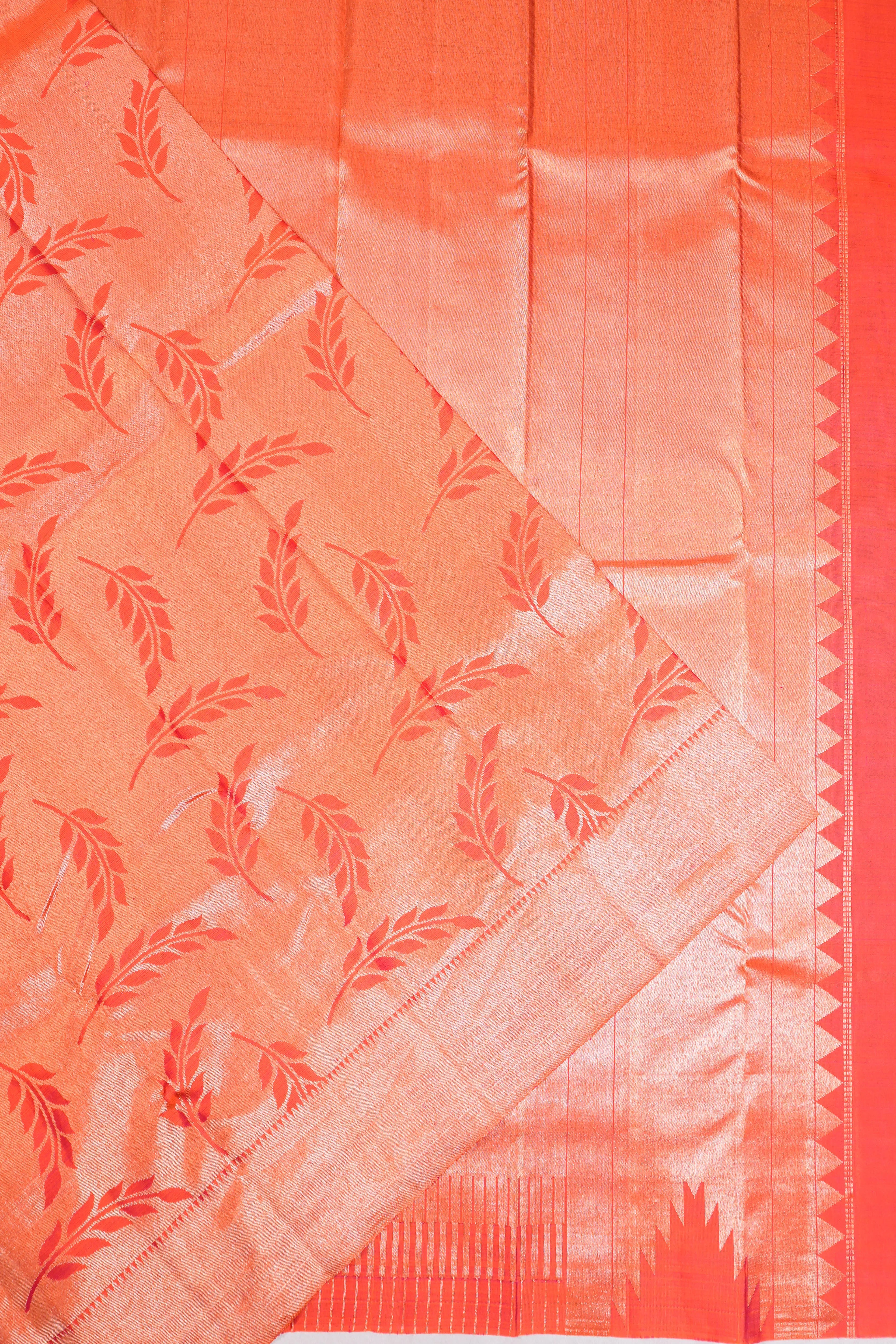 Kanchipuram Silk Tissue Brocade Red Saree