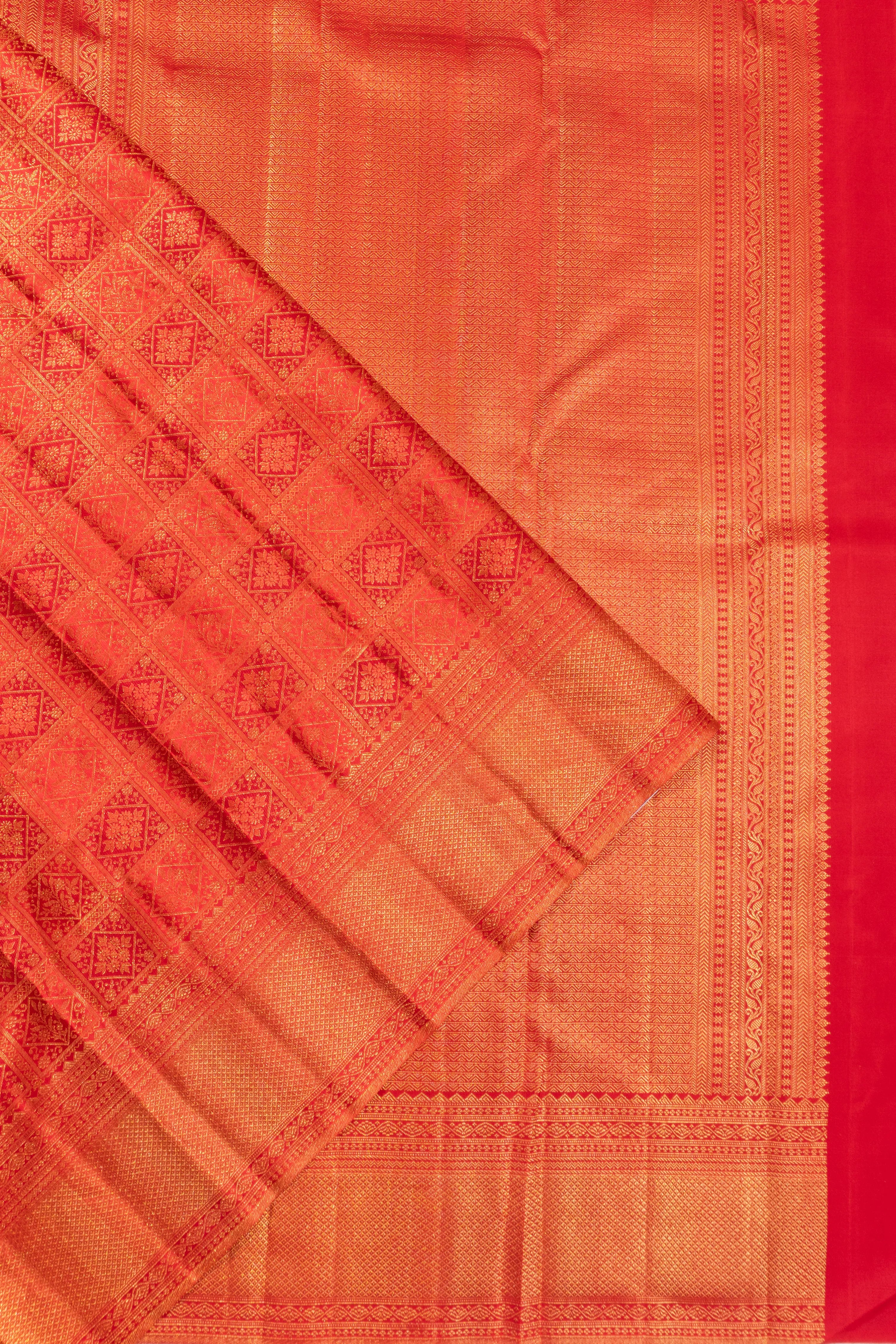 Kanchipuram Silk Brocade Red Saree