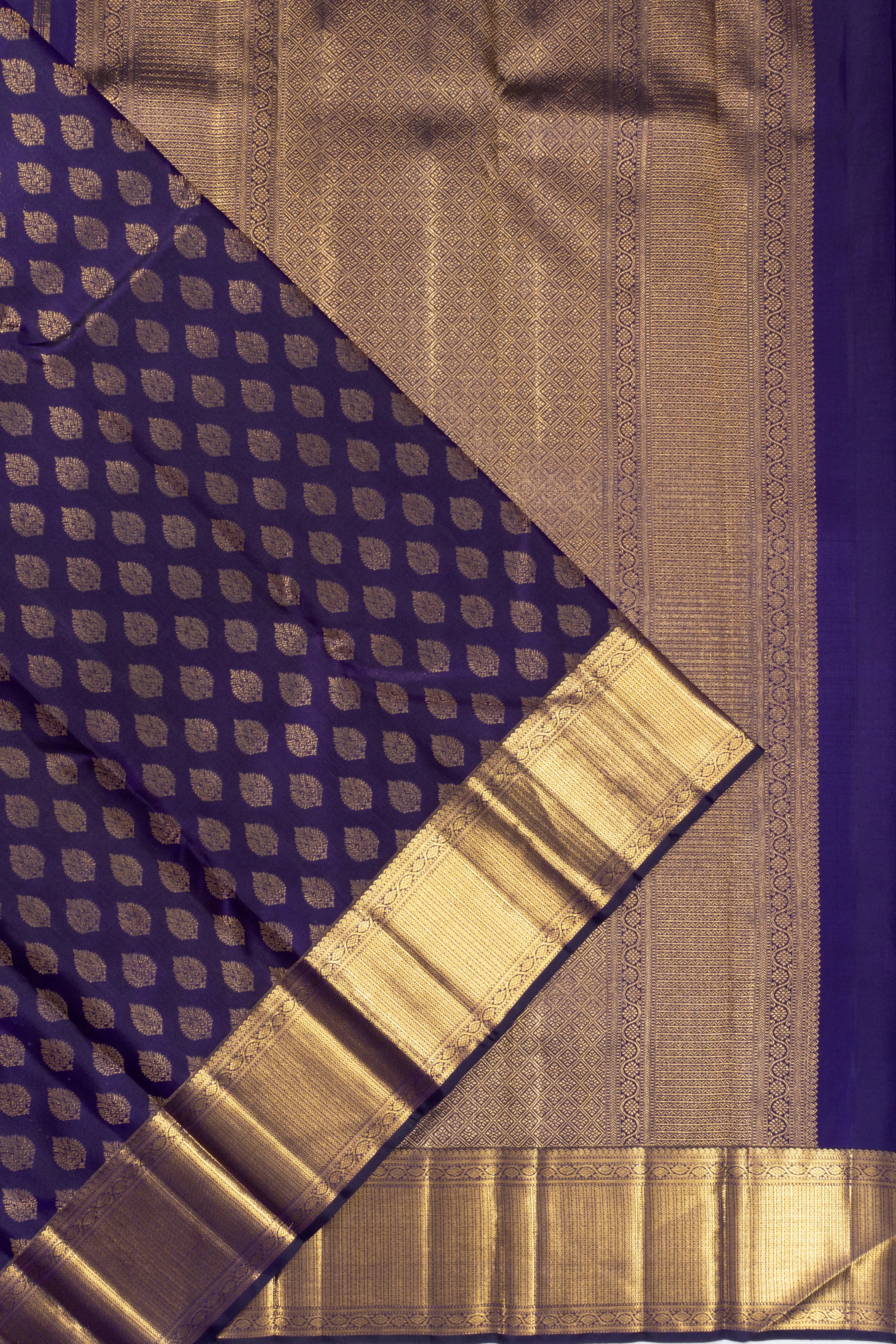 Kanchipuram Silk Butta Dark Blue Saree