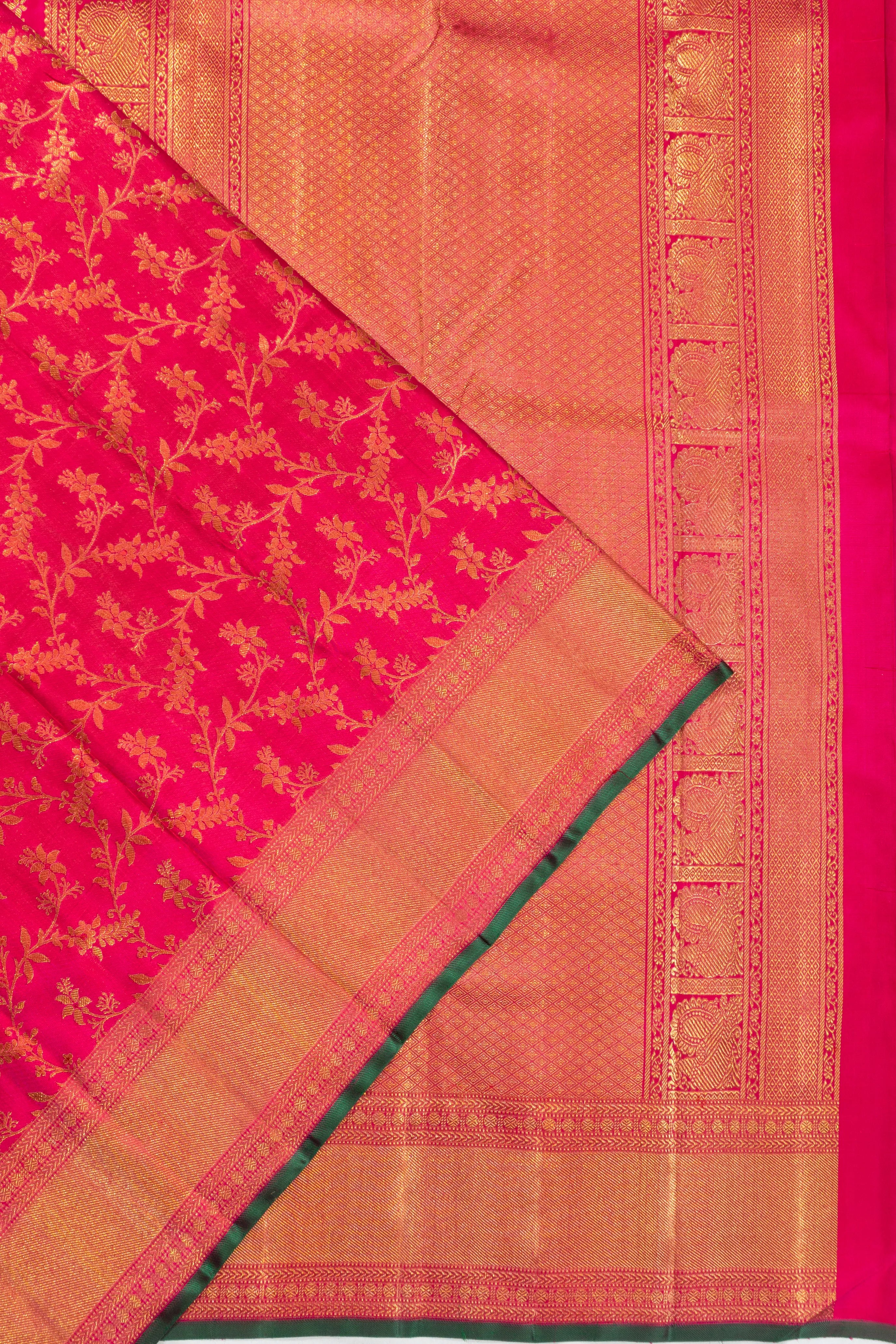 Kanchipuram Silk Jaal Pink Saree