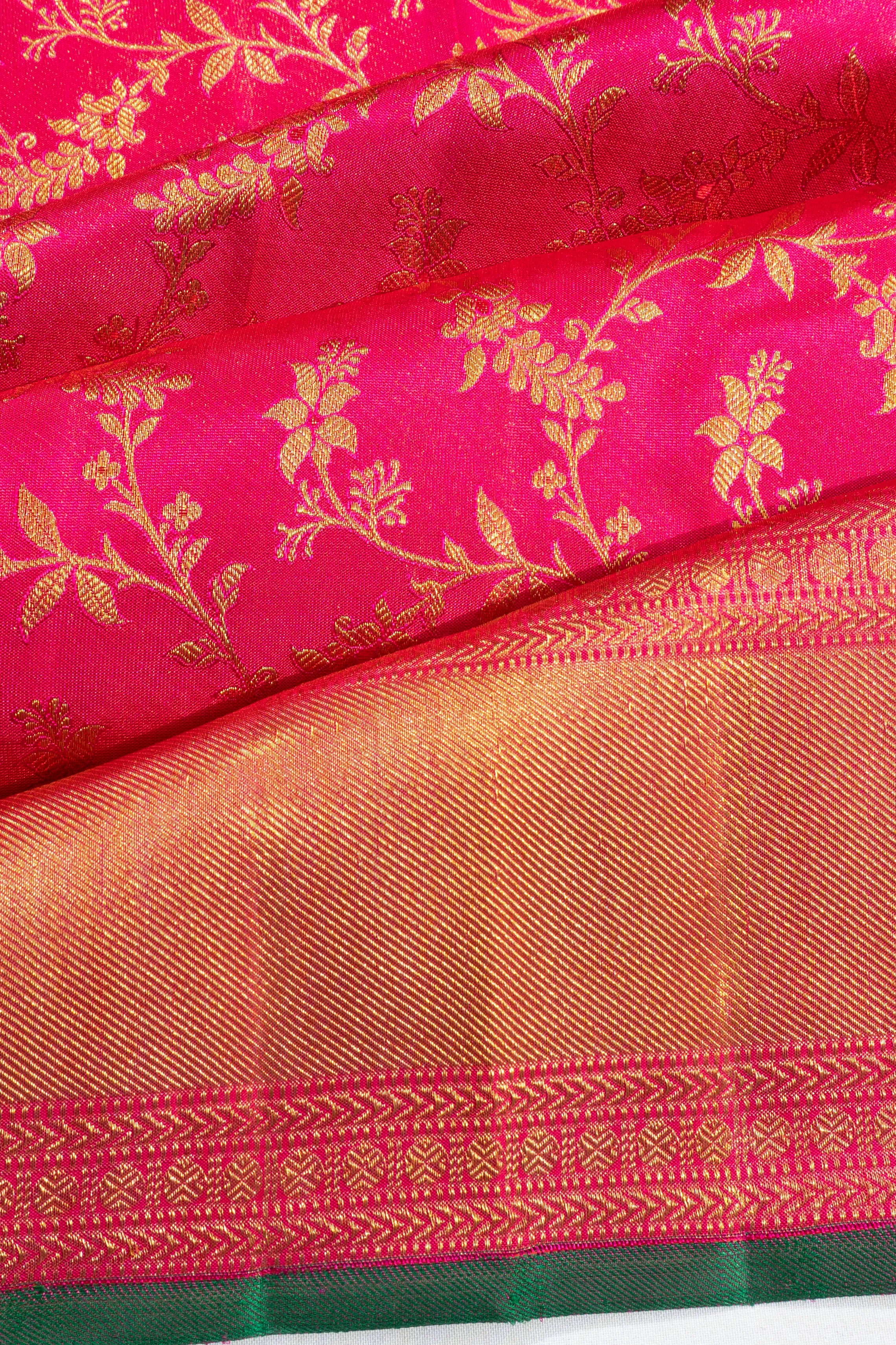 Kanchipuram Silk Jaal Pink Saree