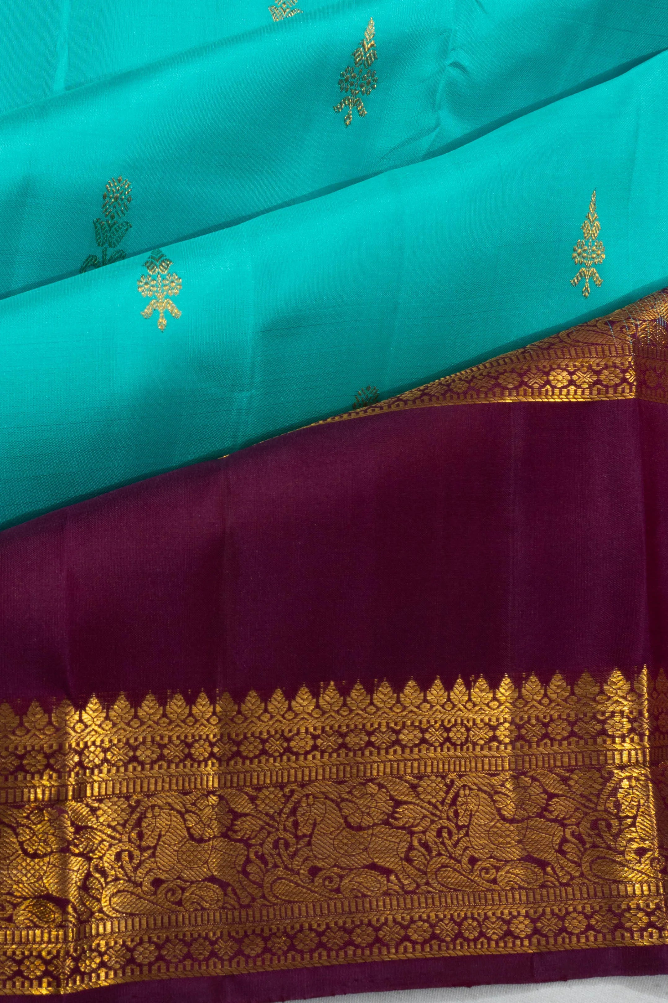 Kanchipuram Silk Butta Sky Blue Saree