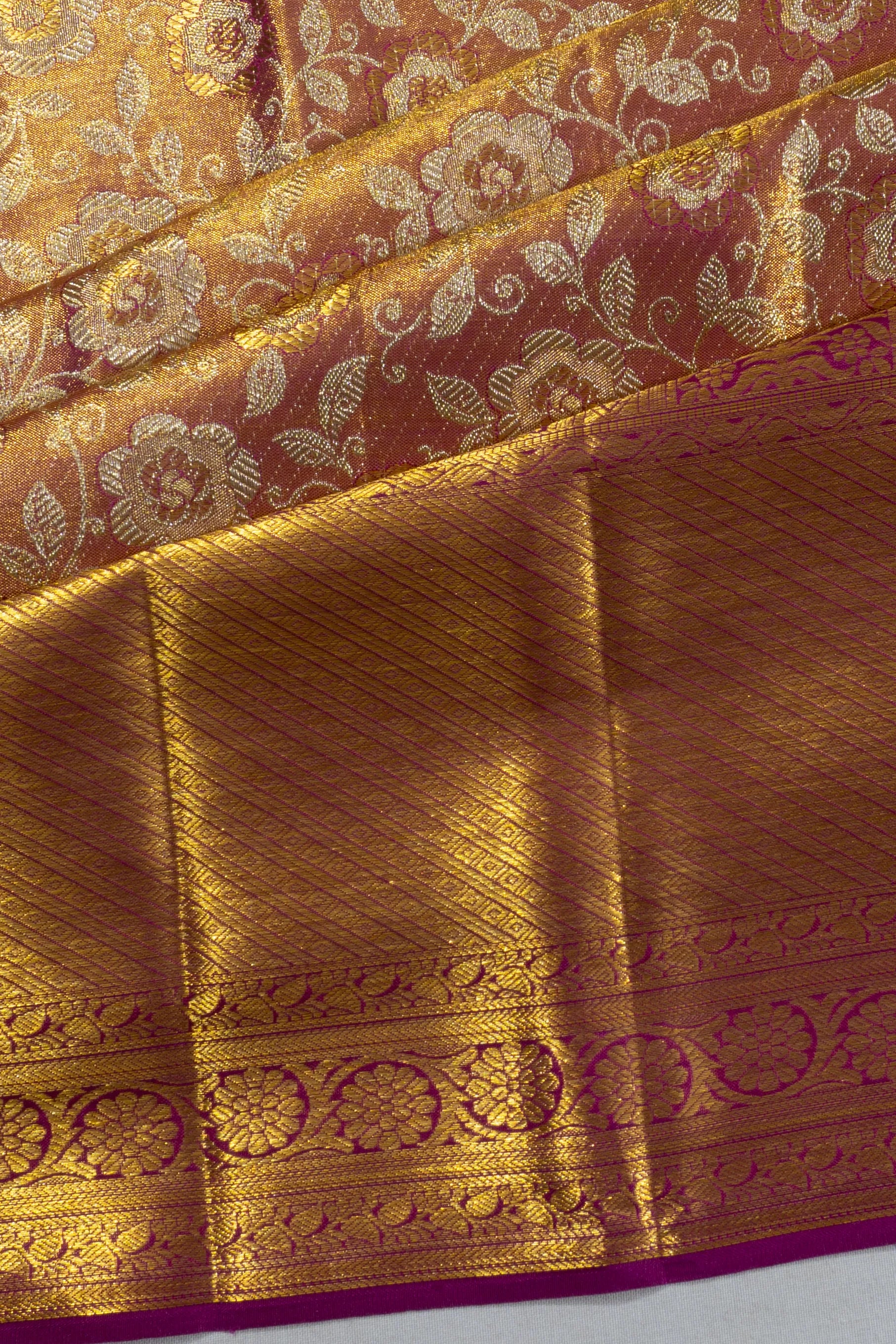 Taranga Kanchi Silk Tissue Broacde Gold Saree