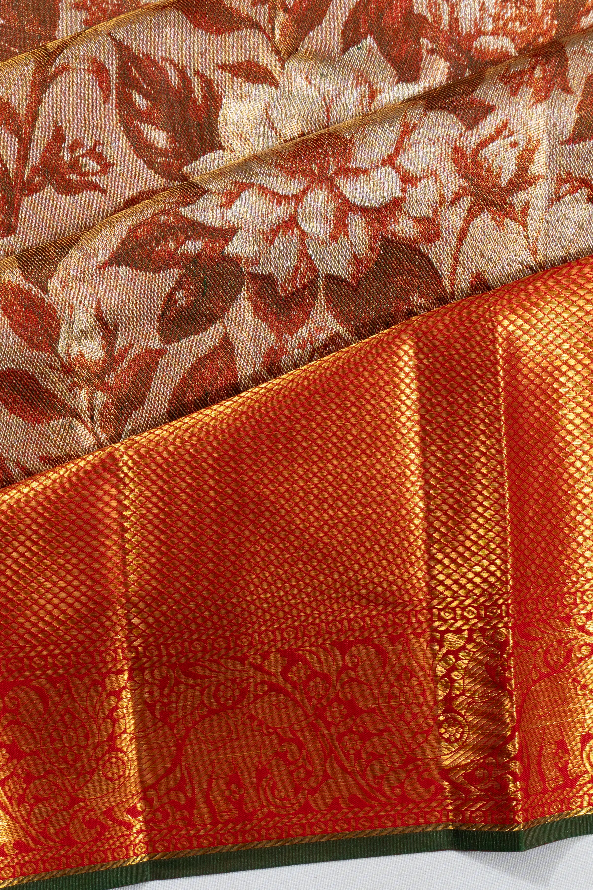 Kanchipuram Silk Tissue Brocade Gold Saree