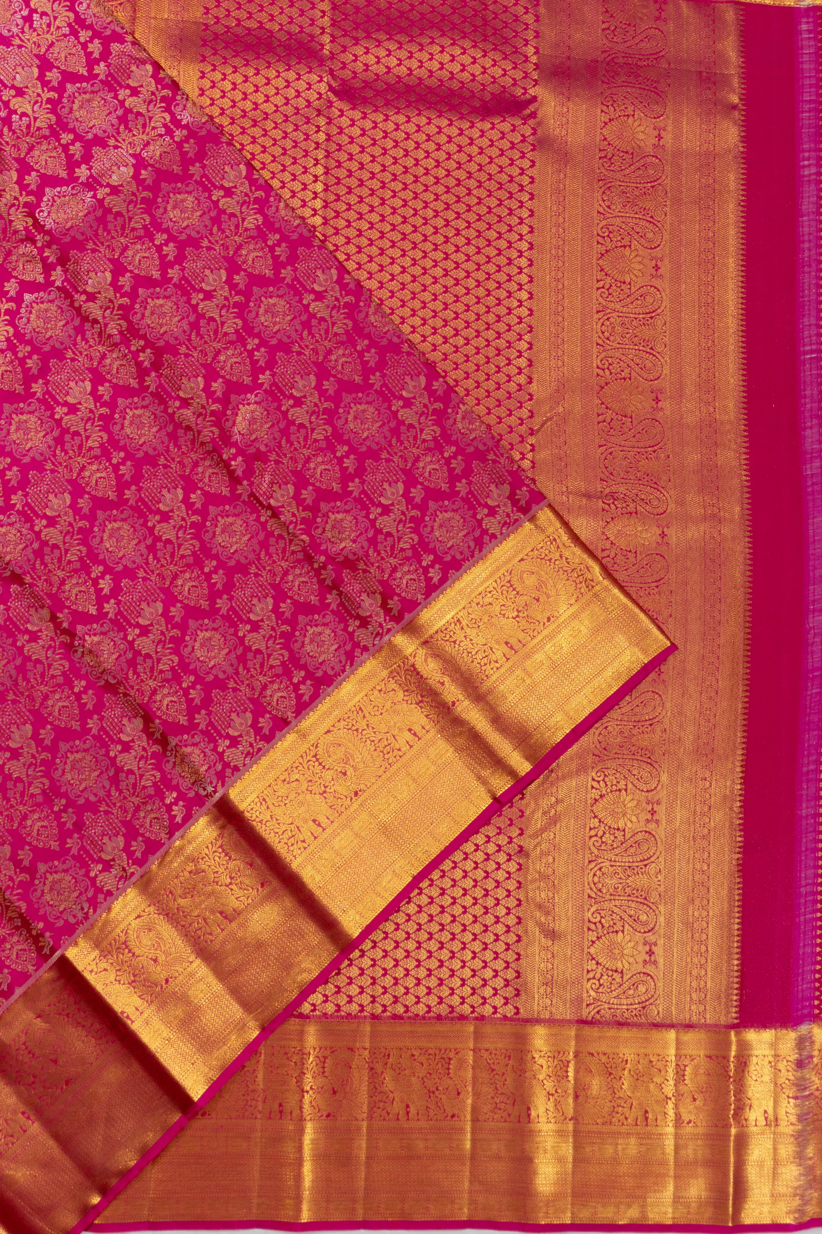 Taranga Kanchi Silk Brocade Rani Pink Saree