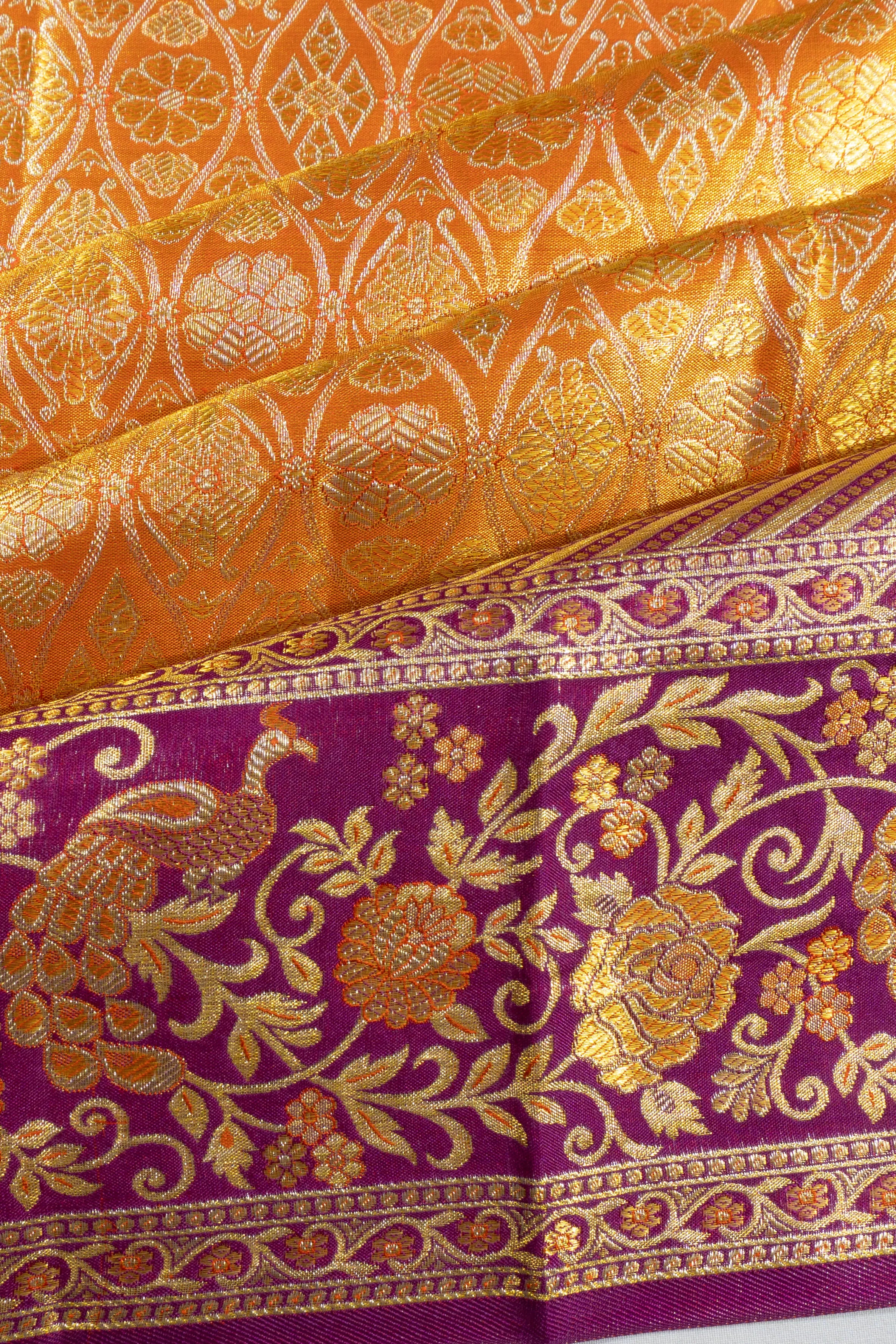 Kanchipuram Silk Tissue Brocade Gold Saree