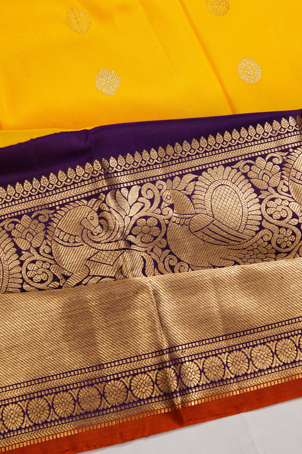 Kanchipuram Silk Butta Yellow Saree