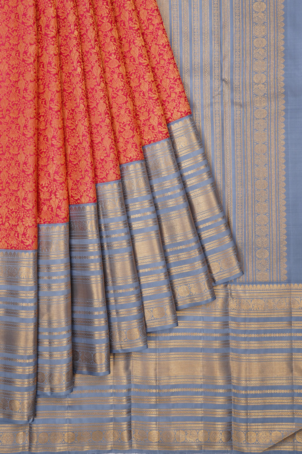 Kanchipuram Silk Brocade Red Saree