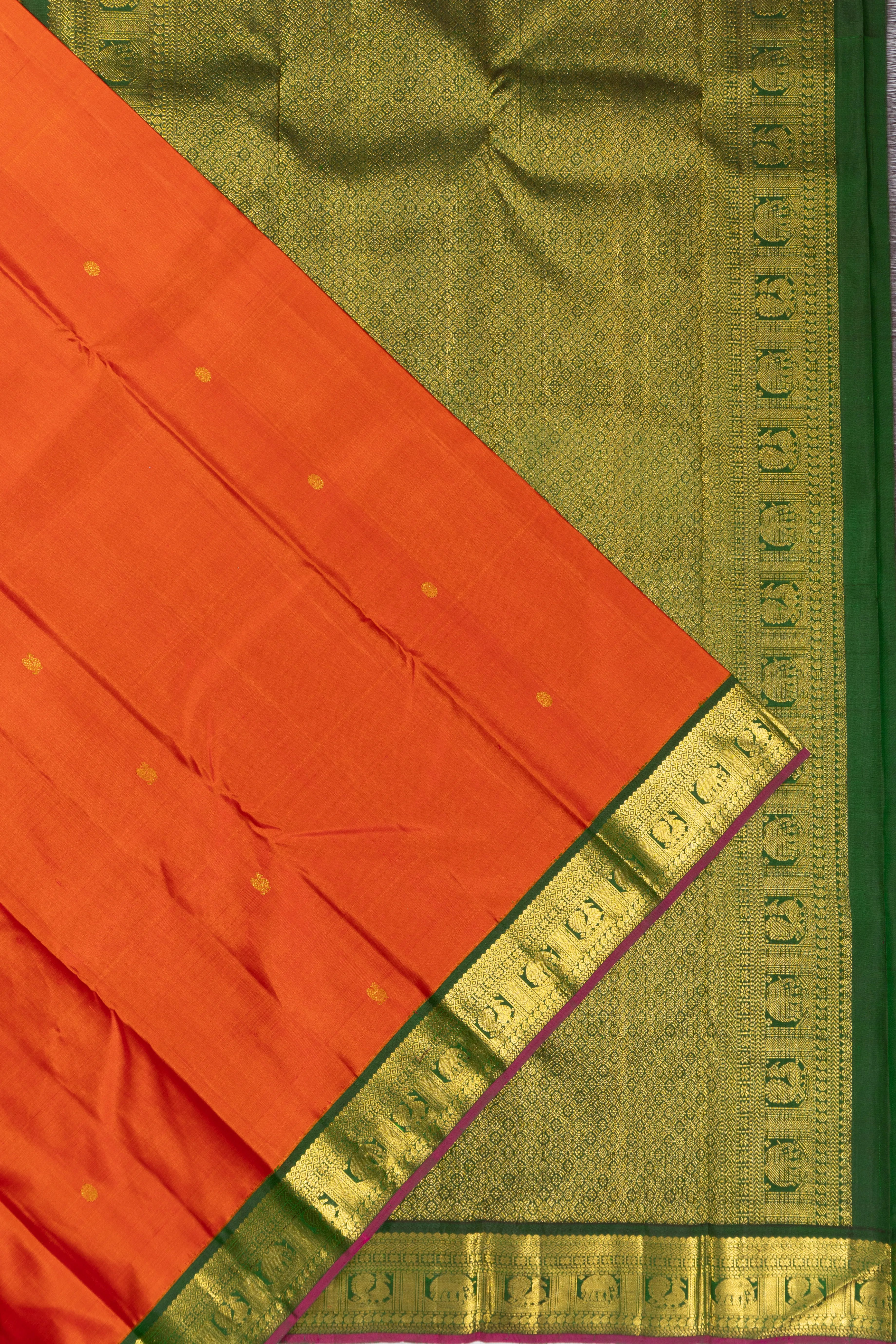 Kanchipuram Silk Butta Orange Saree