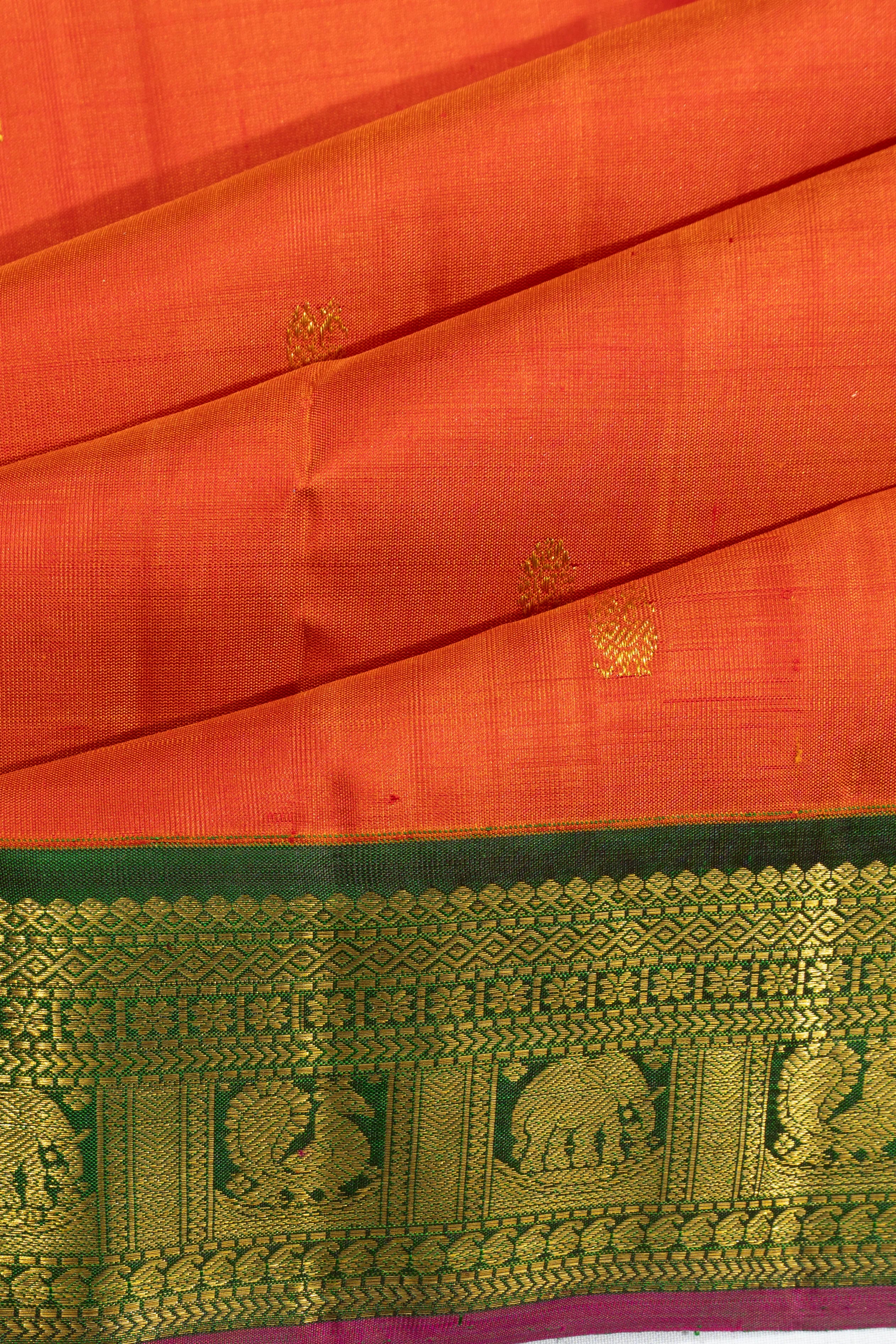 Kanchipuram Silk Butta Orange Saree