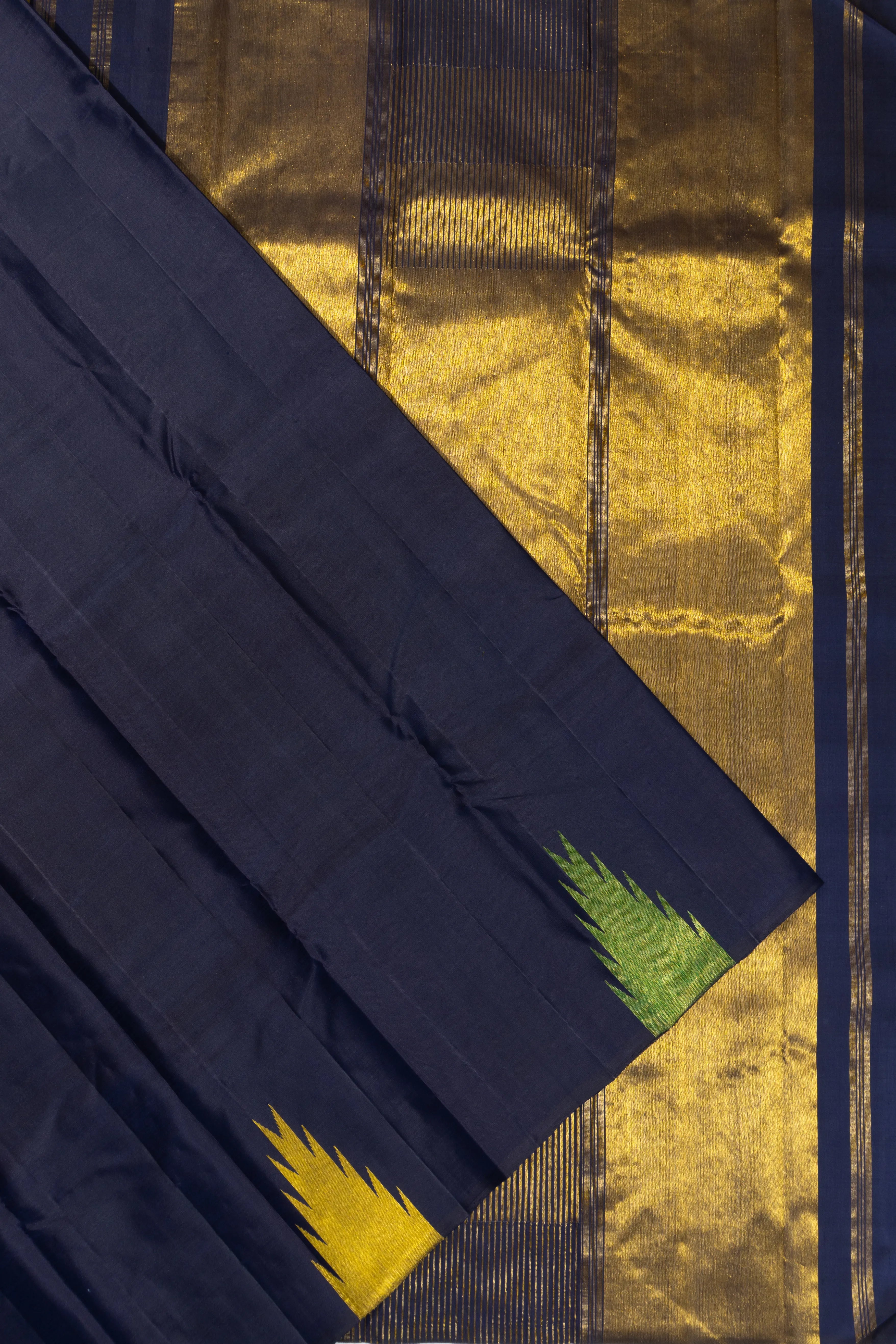 Kanchipuram Silk Plain Dark Blue Saree