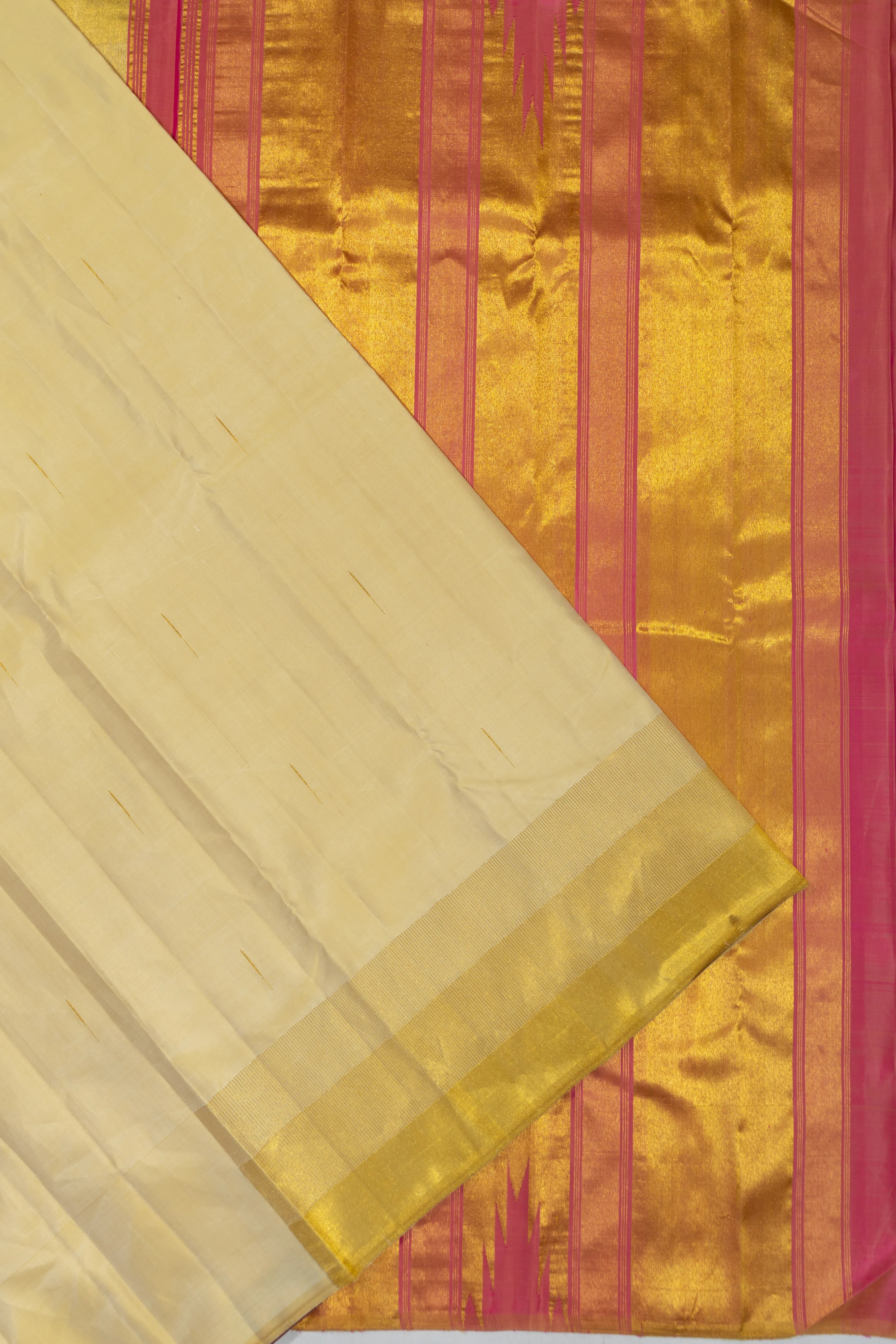 Classic Kanchipuram Silk Butta Cream Saree