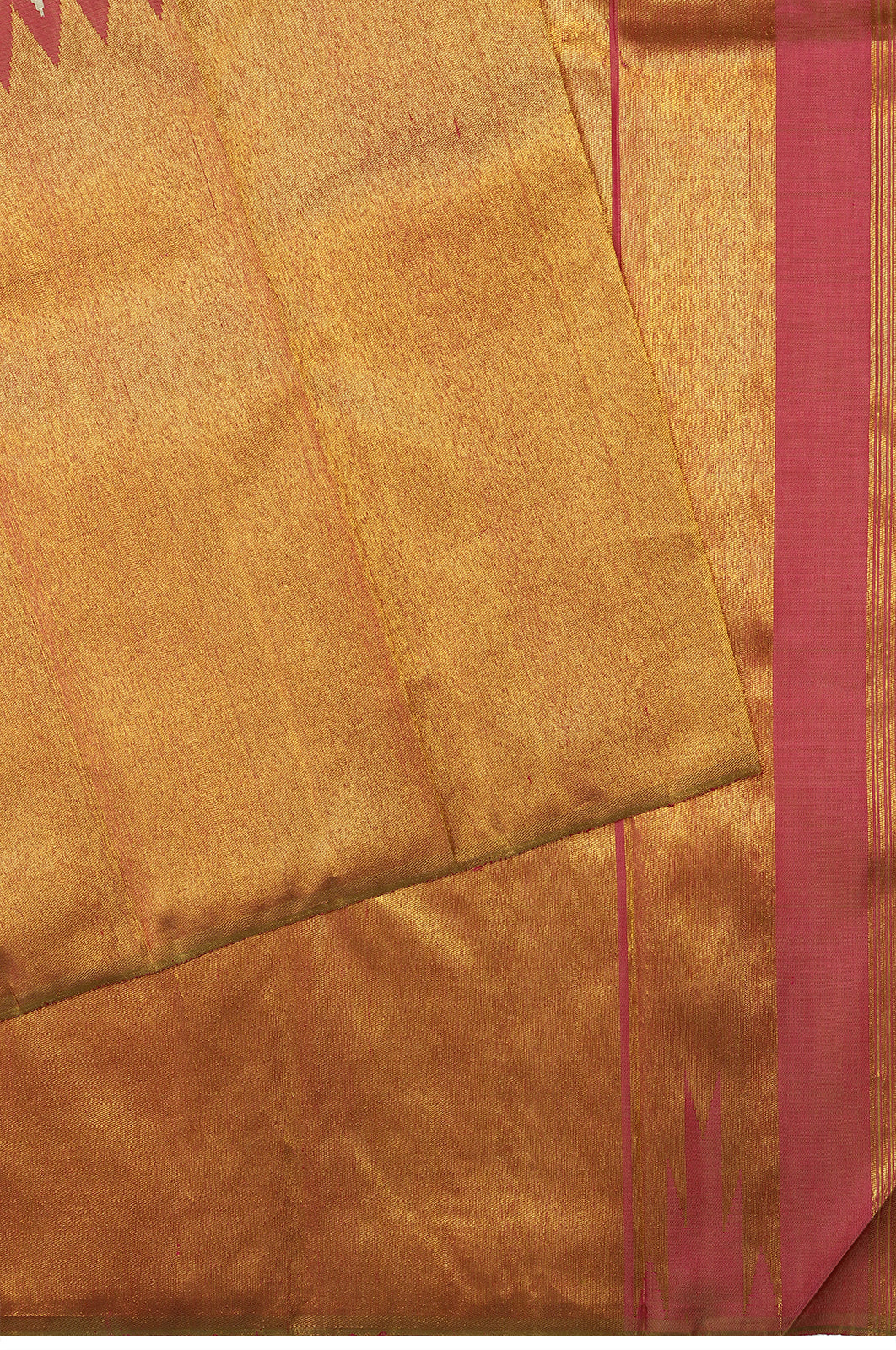 Kanchipuram Silk Half-n-Half Raising Temples Off White Saree
