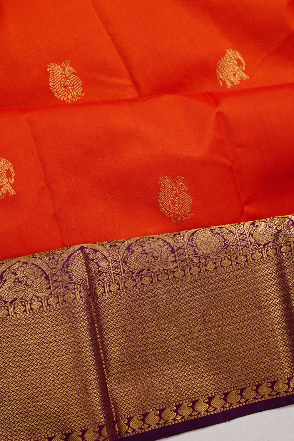 Kanchipuram Silk Butta Orange Saree