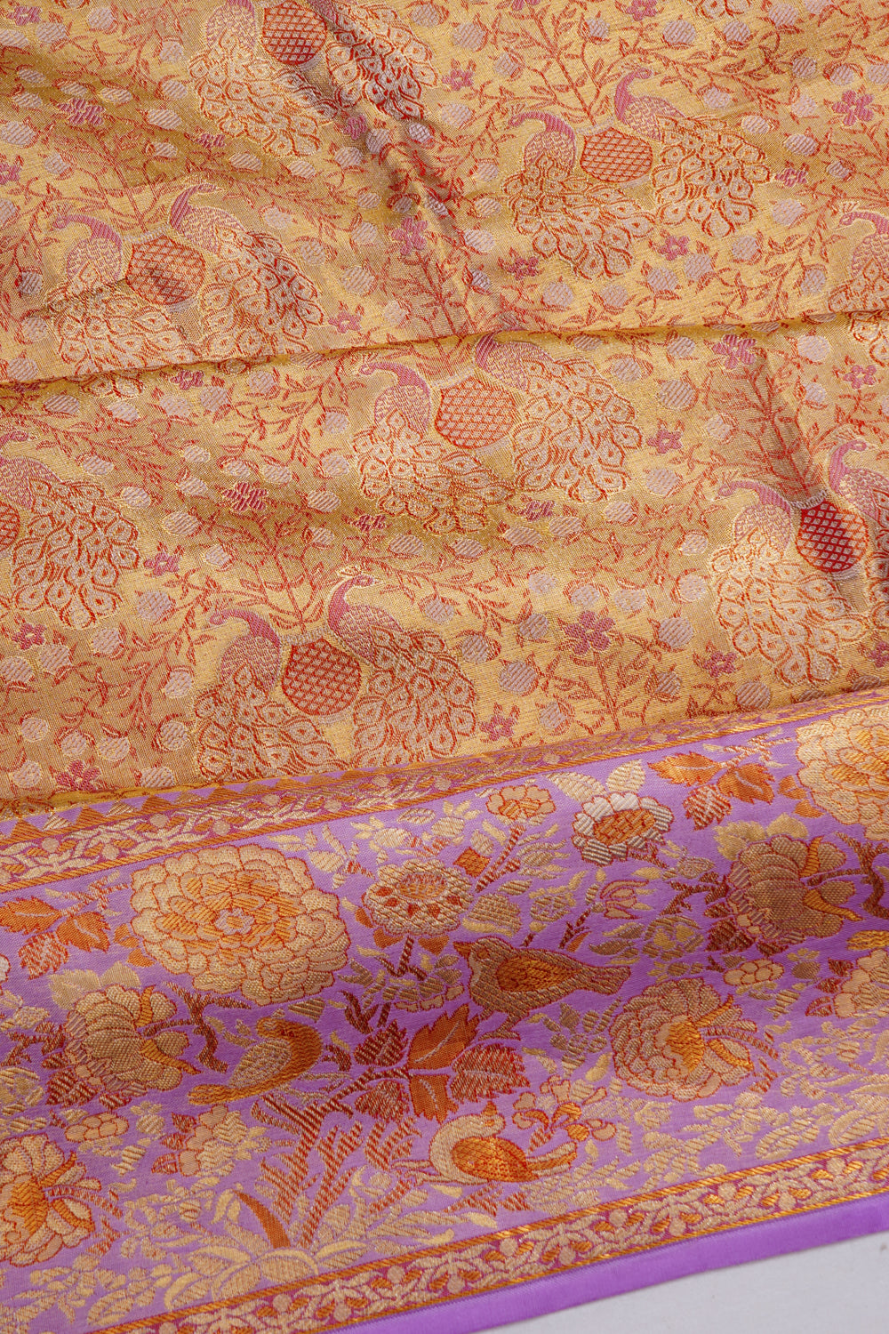 Kanchipuram Silk Tissue Brocade Gold Saree