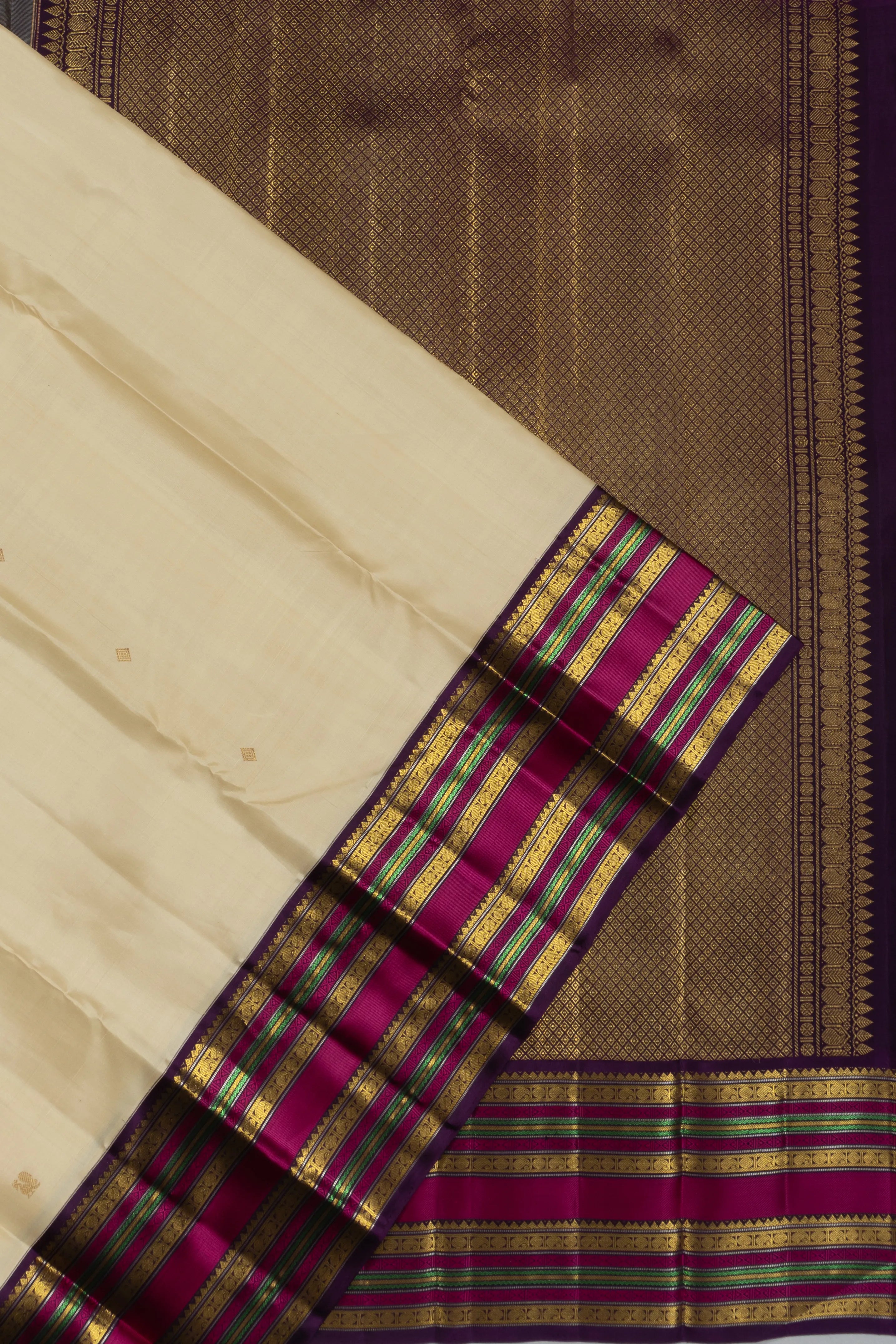 Kanchipuram Silk Butta Off White Saree