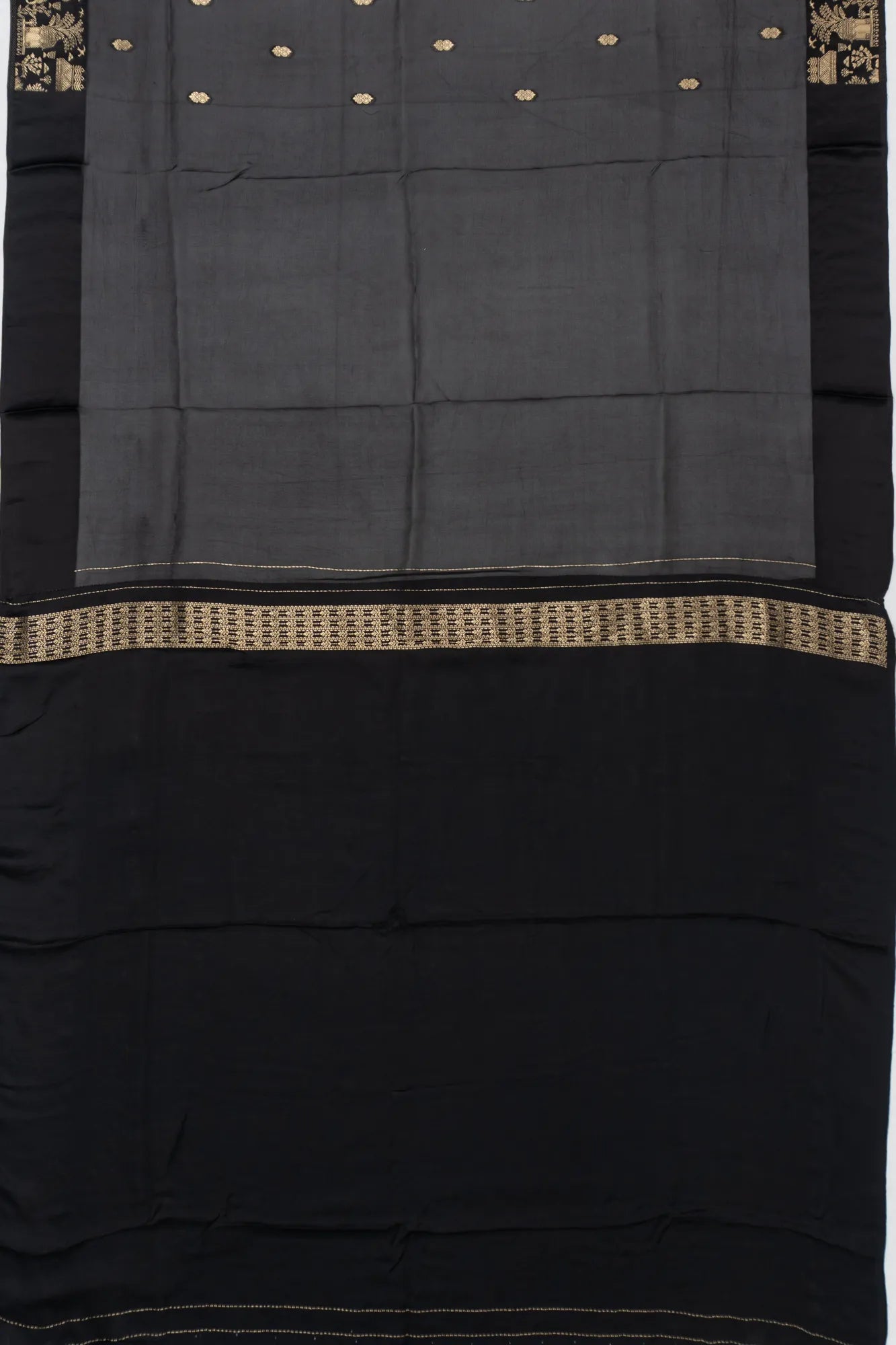 Organza Butta Black Saree With Satin Border