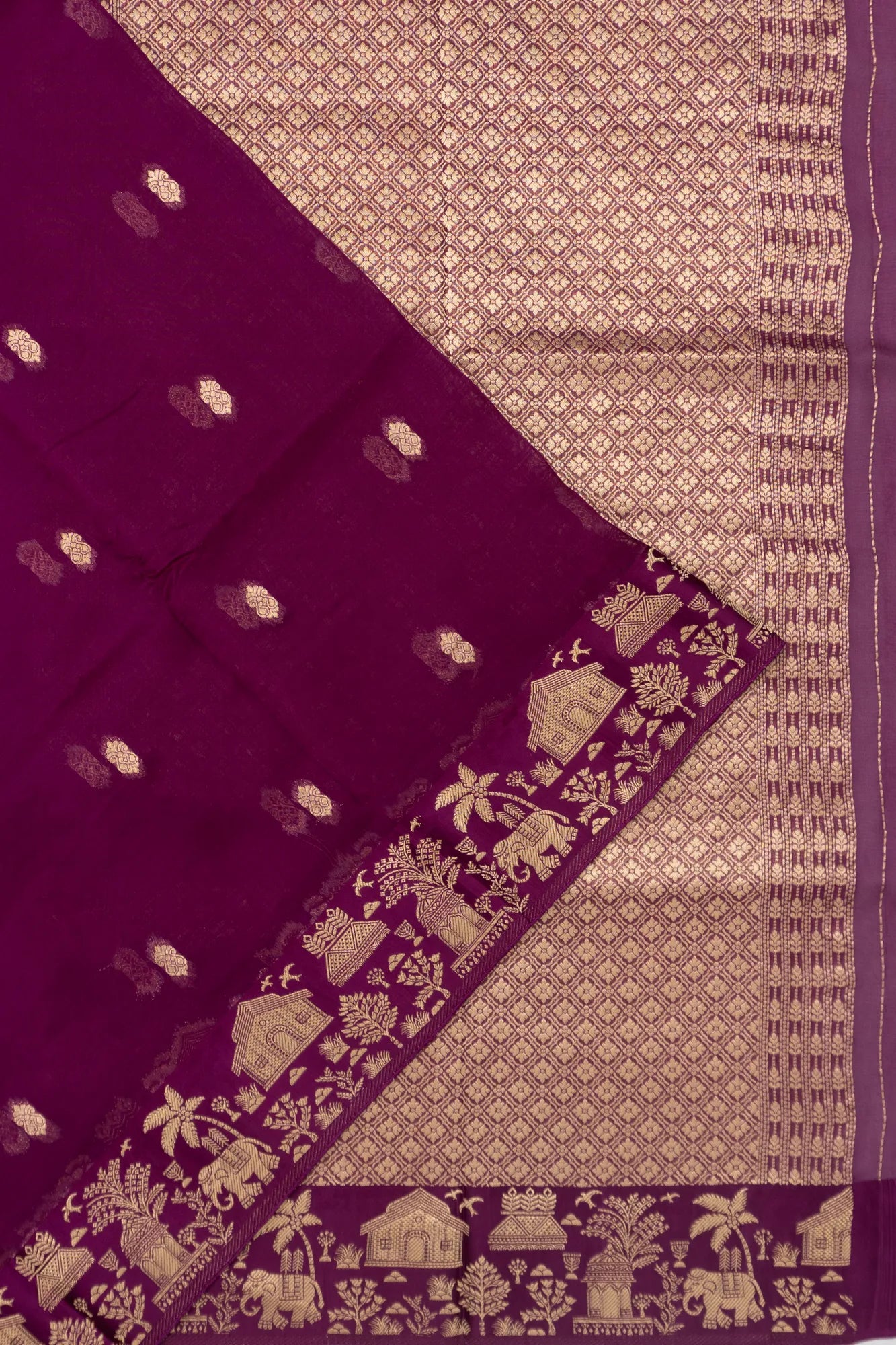 Organza Butta Purple Saree With Satin Border
