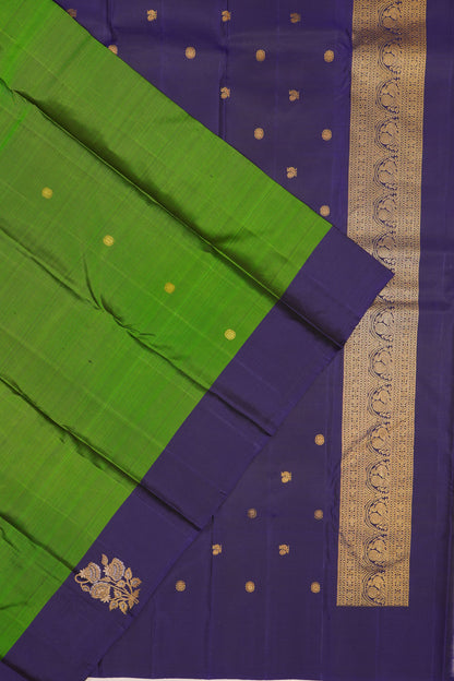 Kanchipuram Silk Butta Parrot Green Saree