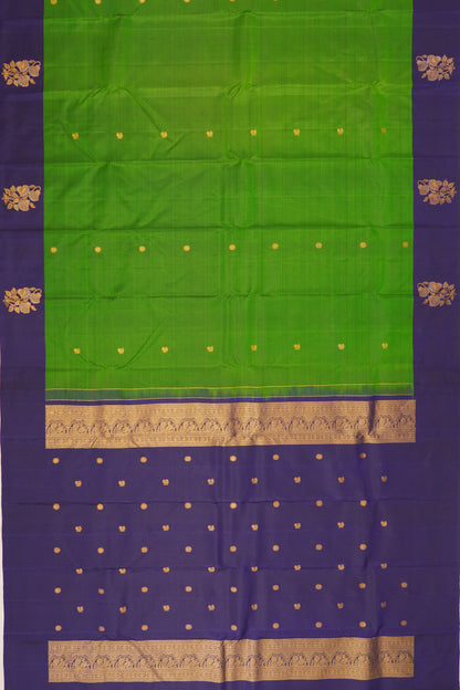 Kanchipuram Silk Butta Parrot Green Saree