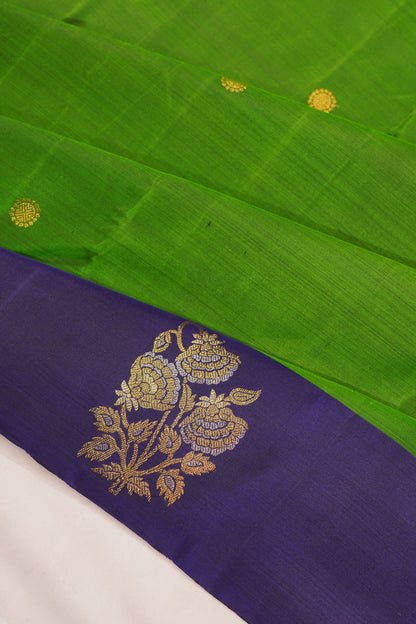 Kanchipuram Silk Butta Parrot Green Saree