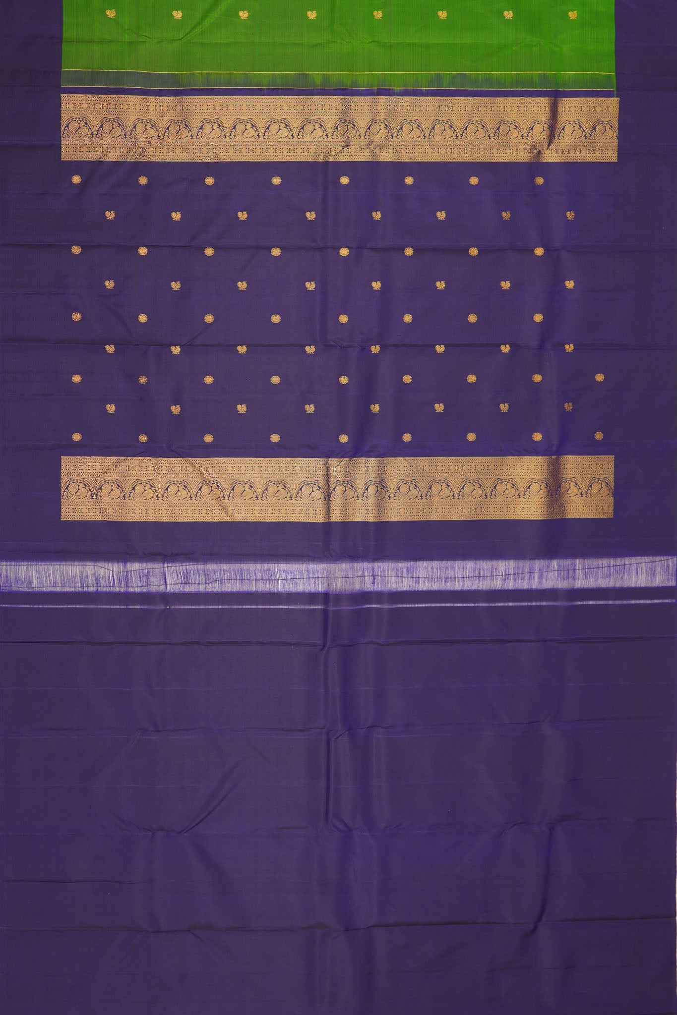 Kanchipuram Silk Butta Parrot Green Saree