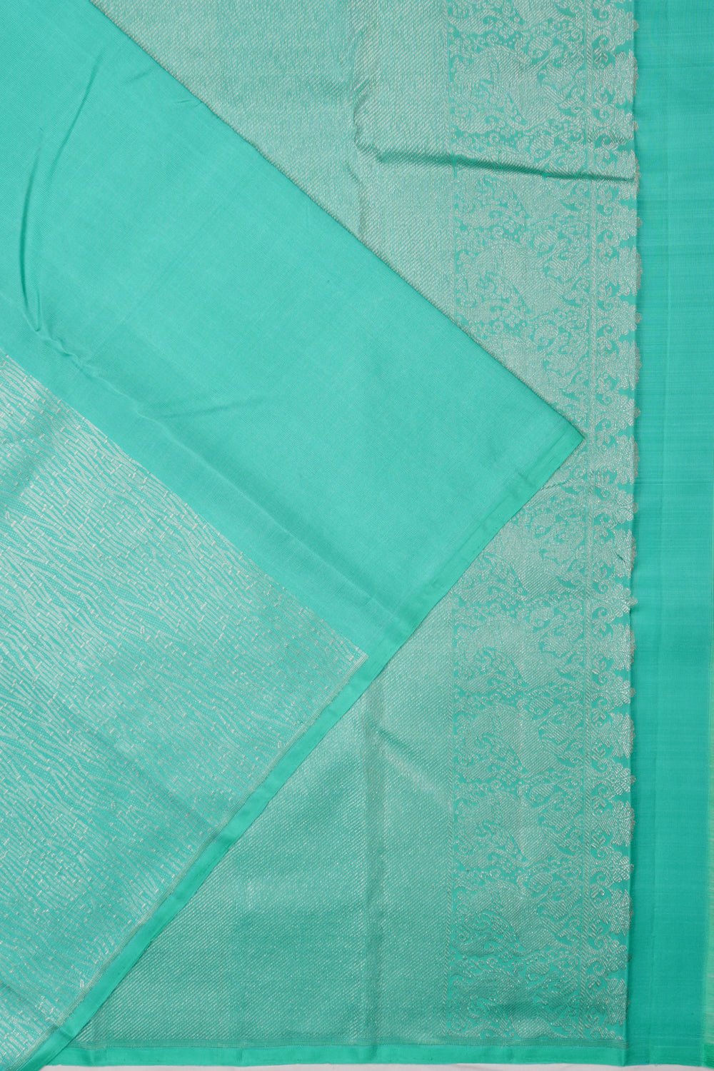 Antique Zari Kanchipuram Silk Brocade Sea Blue Saree