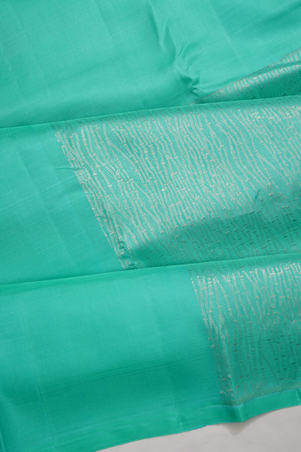 Antique Zari Kanchipuram Silk Brocade Sea Blue Saree