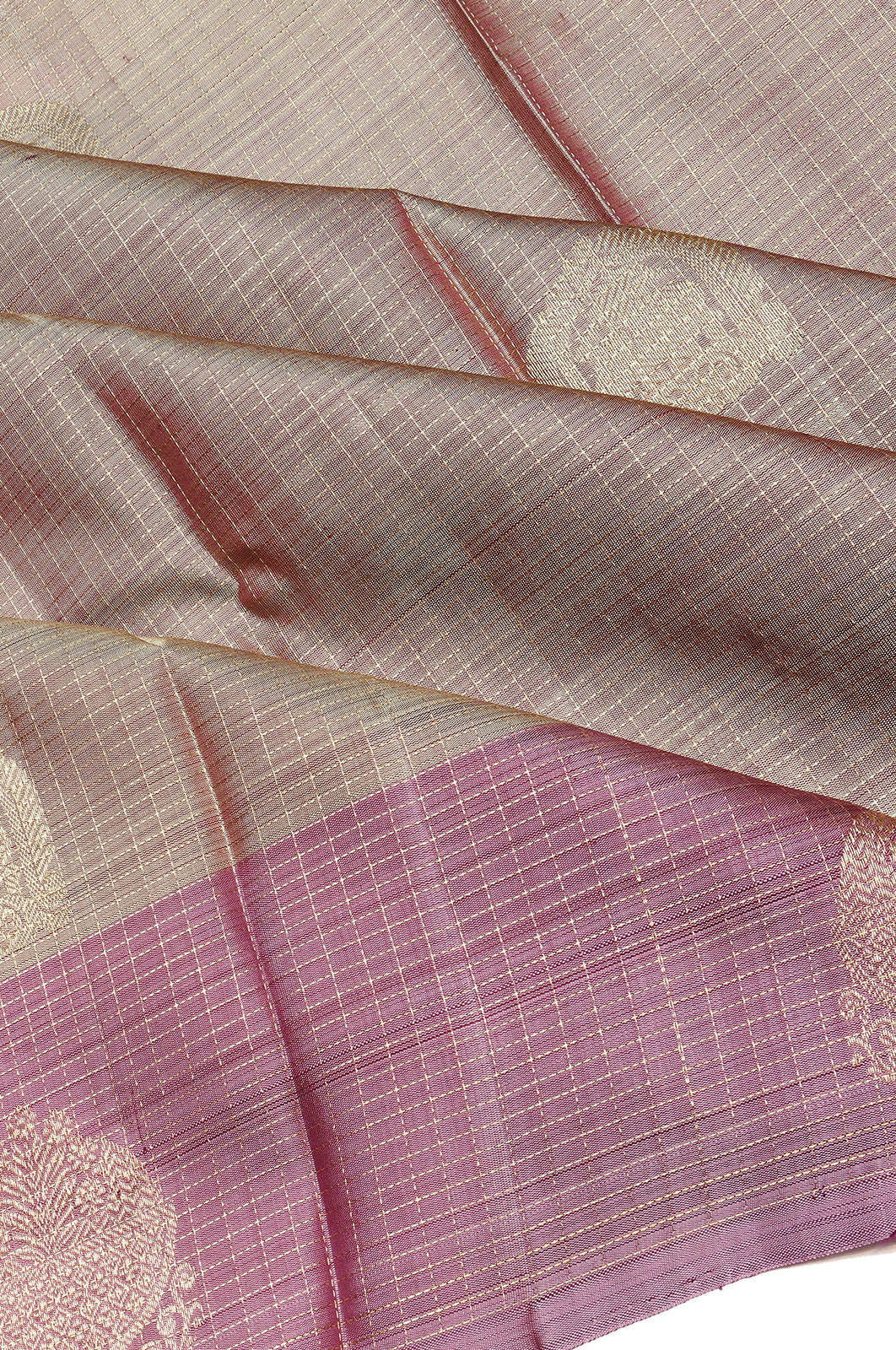 Taranga Kanchi Silk Checks And Butta Beige Saree