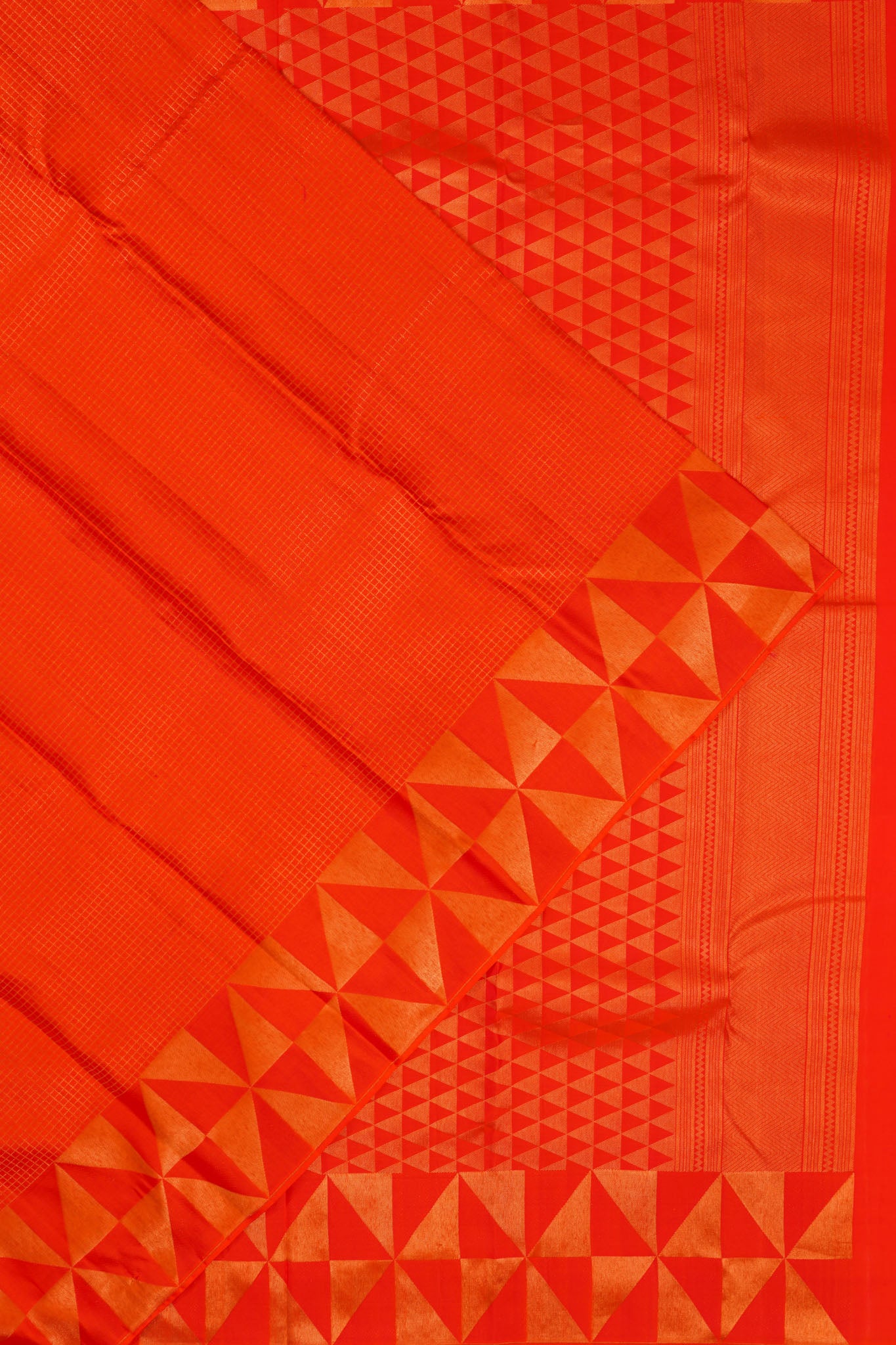 Taranga Kanchi Silk Checks Orange Saree