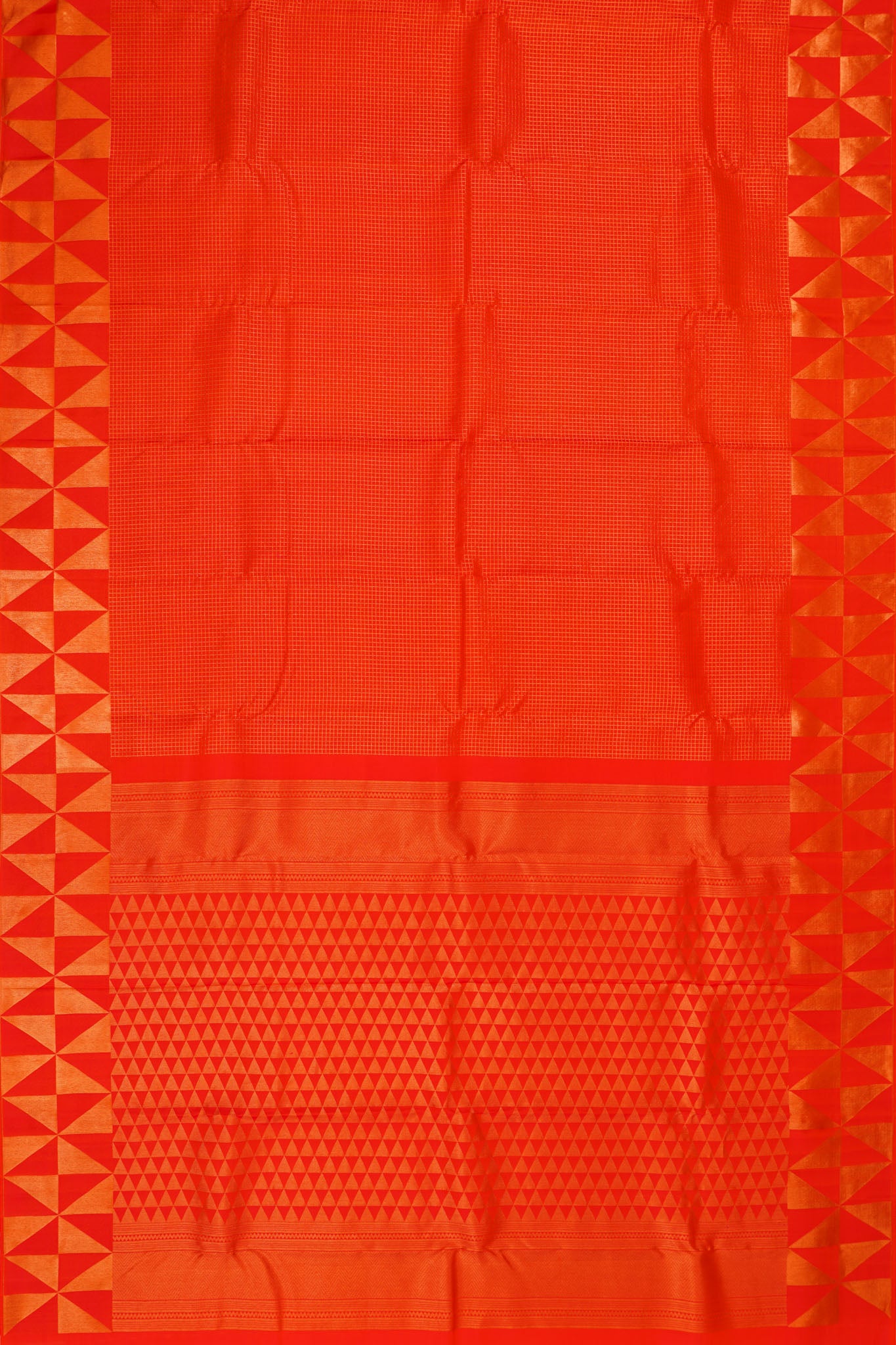 Taranga Kanchi Silk Checks Orange Saree