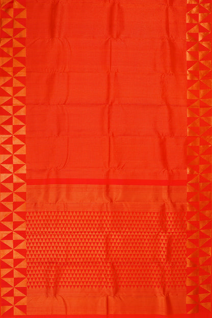 Taranga Kanchi Silk Checks Orange Saree