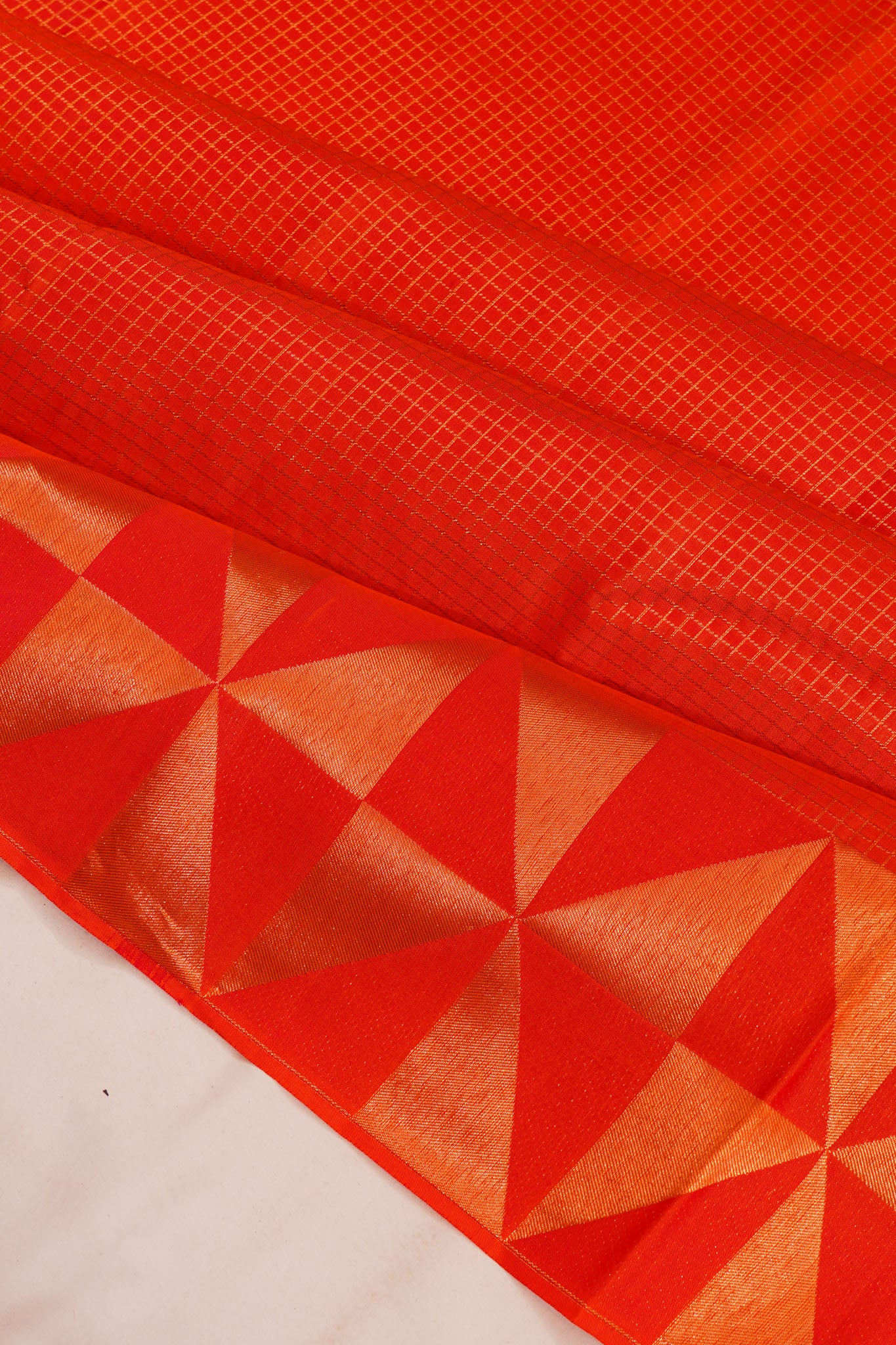Taranga Kanchi Silk Checks Orange Saree