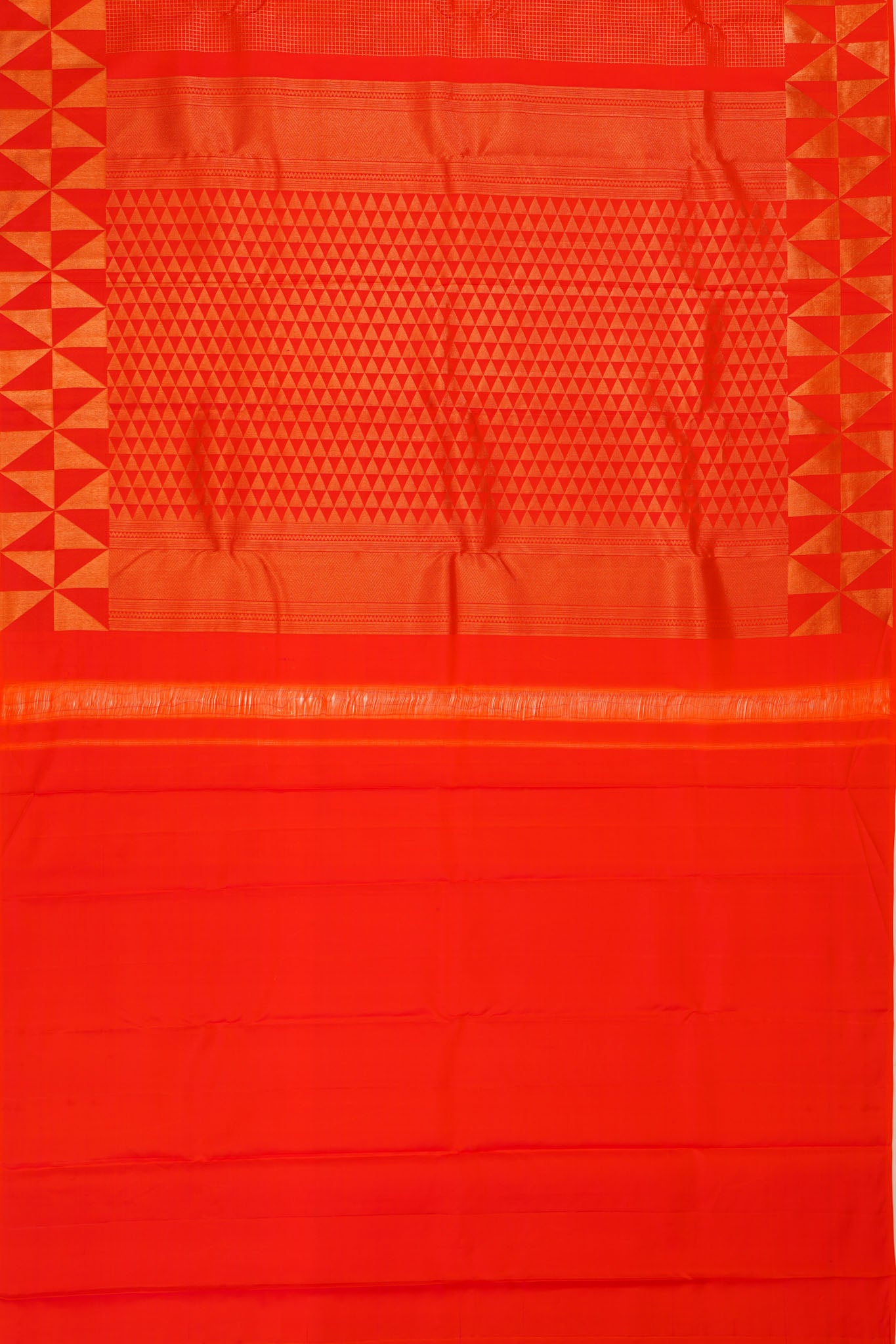 Taranga Kanchi Silk Checks Orange Saree