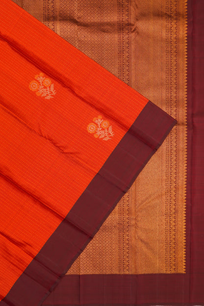 Taranga Kanchi Silk Checks And Butta Orange Saree
