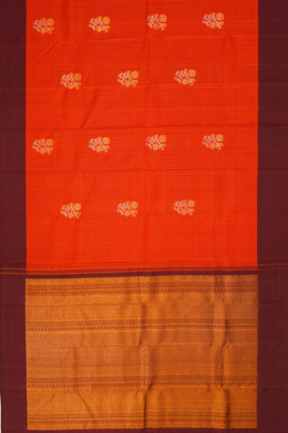 Taranga Kanchi Silk Checks And Butta Orange Saree