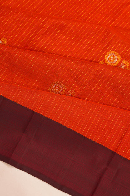 Taranga Kanchi Silk Checks And Butta Orange Saree